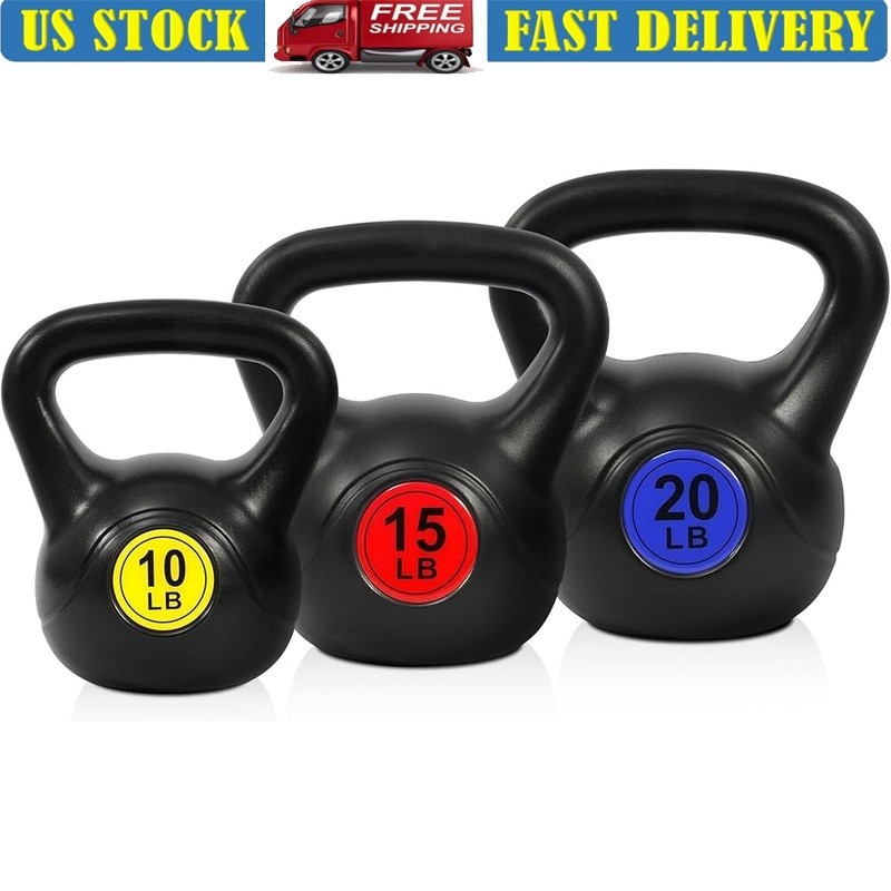 Kettlebell Set 10lb 15lb 20lb Strength Training Stability Ergonomic Handle New