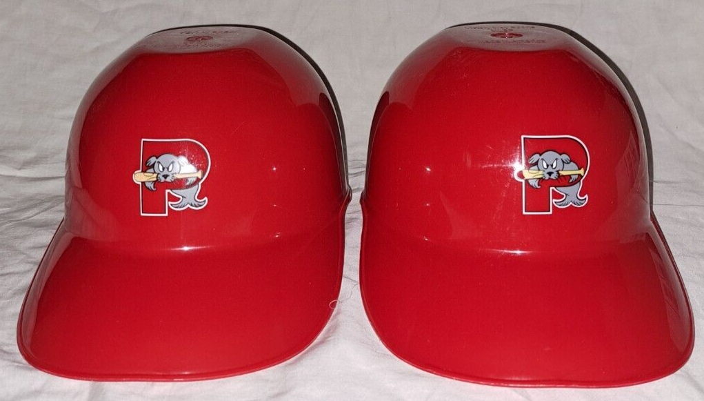 2 Red Plastic Helmet Hats Portland Sea Dogs Baseball Sports