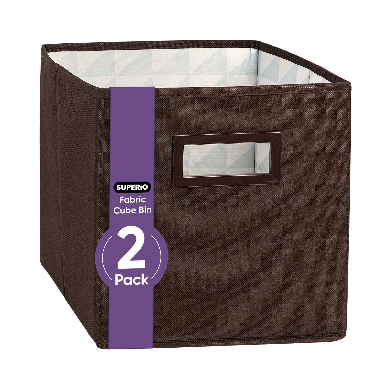 Superio Fabric Organizing Bin, 11" Brown Fabric Cube 2-Pack