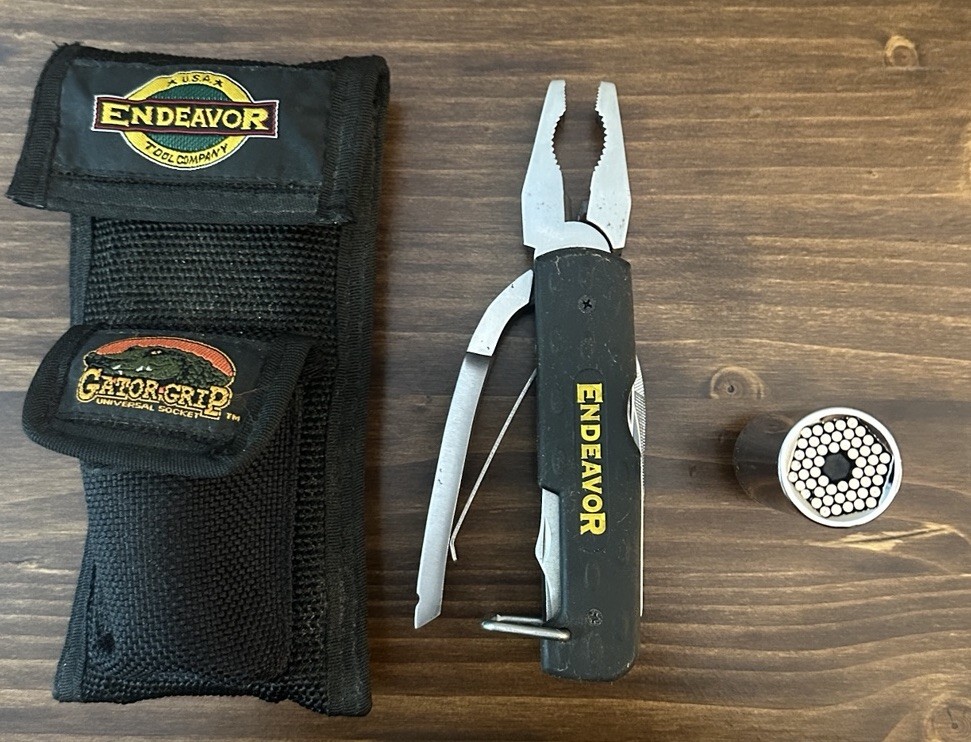 Endeavor Multi Tool w/ Pliers + Gator Grip Universal Socket & Case Bundle