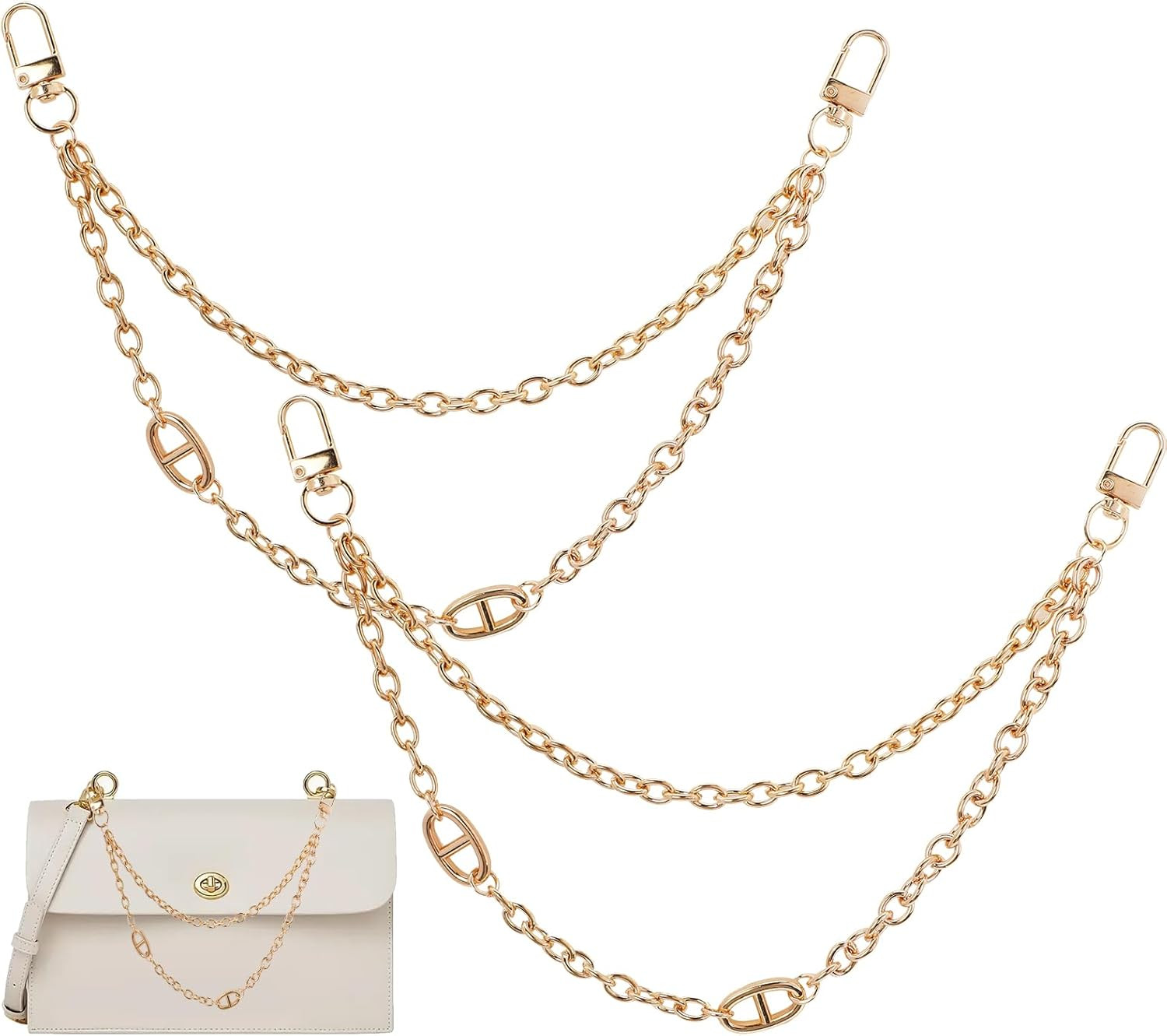 2Pcs Decorative Metal Bag Chain Strap with Swivel Clasps, 11.57 Inch Purse Exten