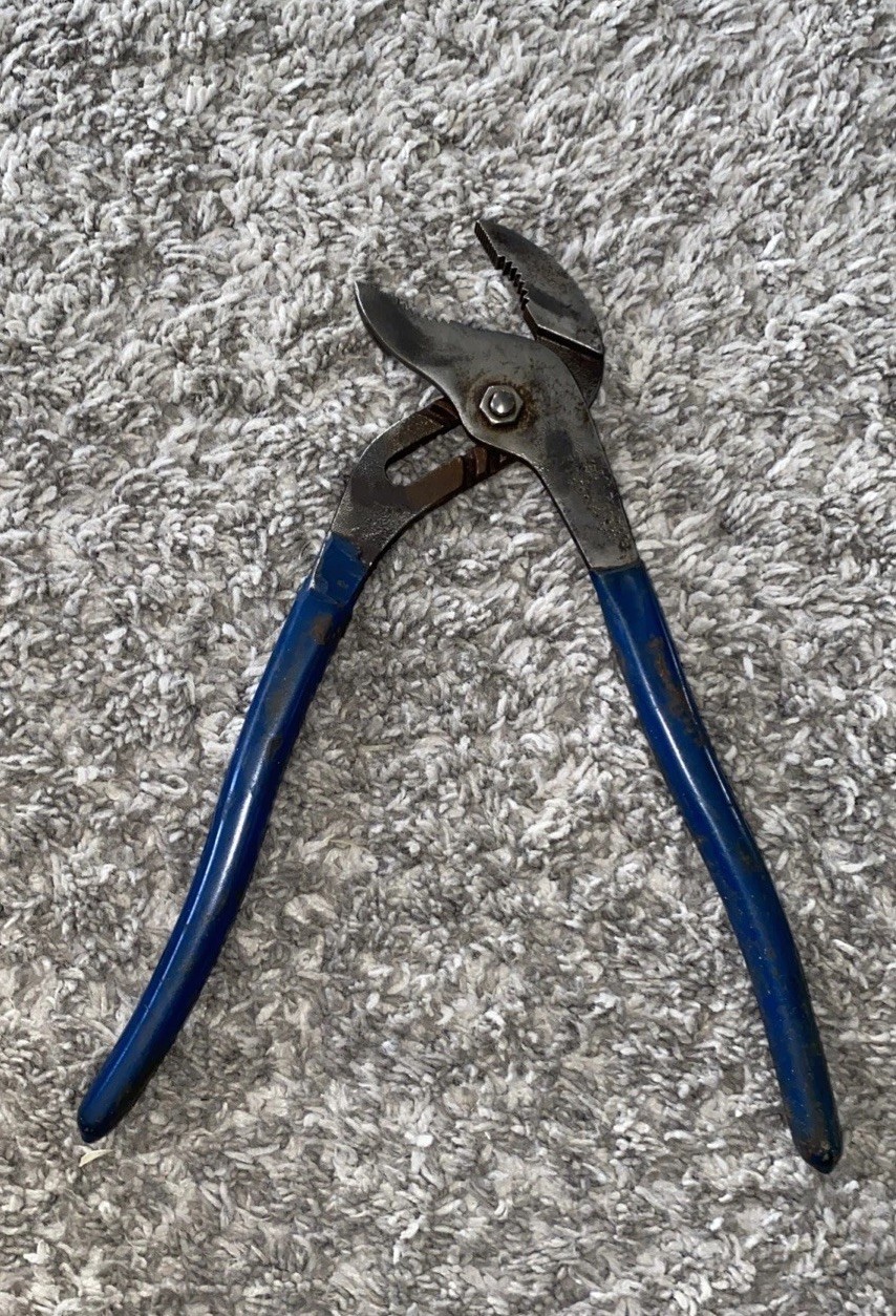 Vintage Great Neck Blue Forged Steel Chrome Plated Groove Joint Pliers Tool 9 In