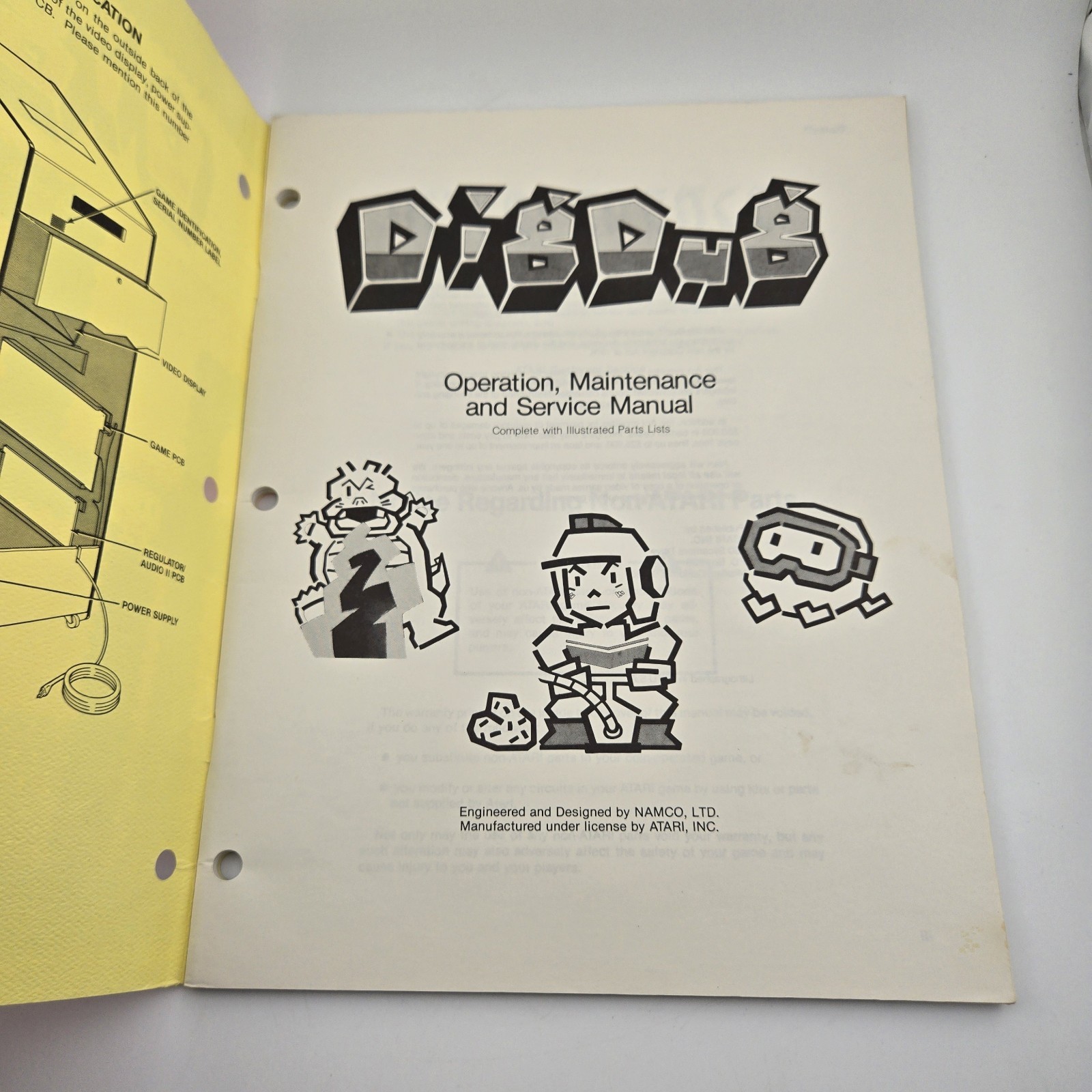 Vtg 1982 Atari Dig Dug Arcade Manual TM-203 + Schematic Supplement SP-203