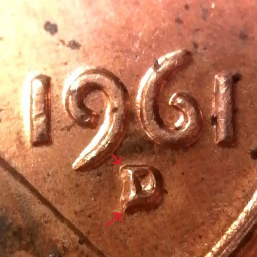 1961-D Uncirculated Lincoln Memorial Cent Re-Punched Mintmark RPM Error (T353)