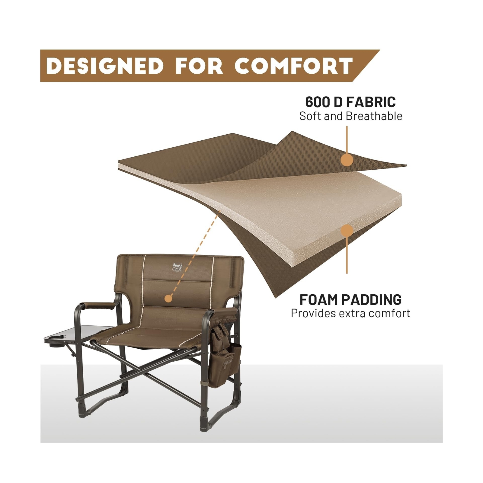 TIMBER RIDGE XXL Upgraded Oversized Directors Chairs with Foldable Side Table...
