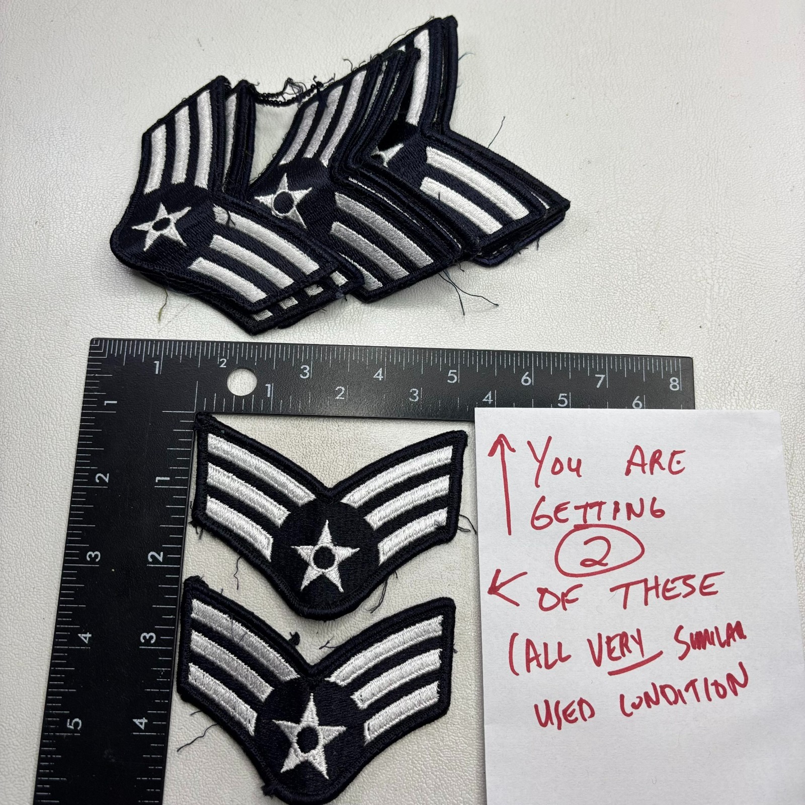 Used 3.5" US Air Force SENIOR AIRMAN Rank Chevrons Insignia 2 Patches Lot 00U5