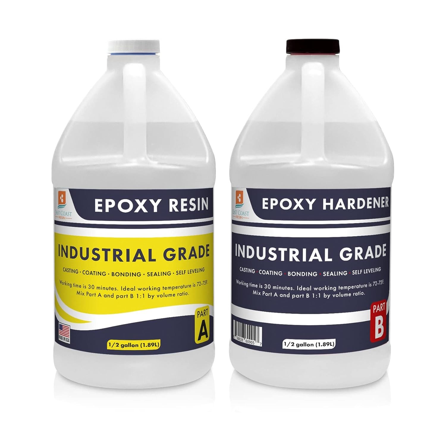 Industrial Grade 1:1 Epoxy Resin 1 Gallon Kit Easy to Use Super Strong Glossy