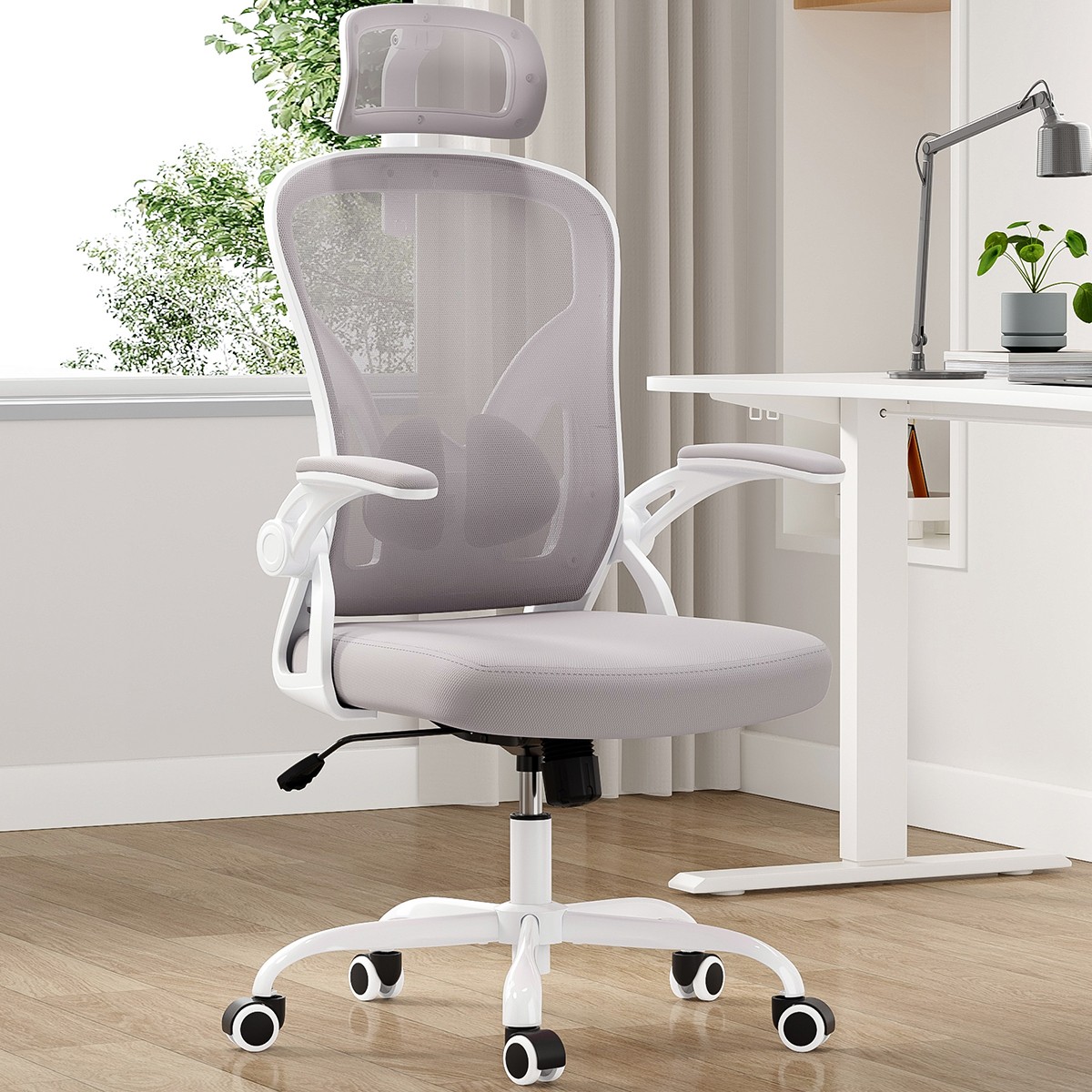 Home Office Desk Chair Mesh High Back Lumbar Support Arm HeadRest Recline Swivel