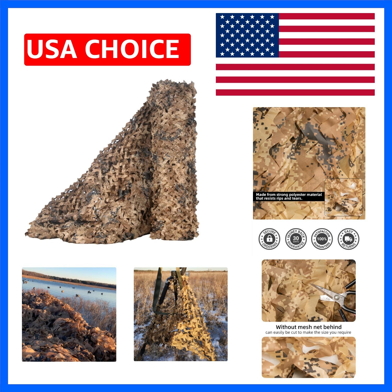 Camo Netting, Camouflage Net Blinds Great for Sunshade Camping Shooting Hunting