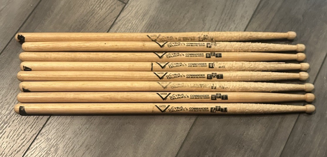 Lot Of Used New Found Glory Cyrus Bolooki's Vater Signature Drumsticks Vintage