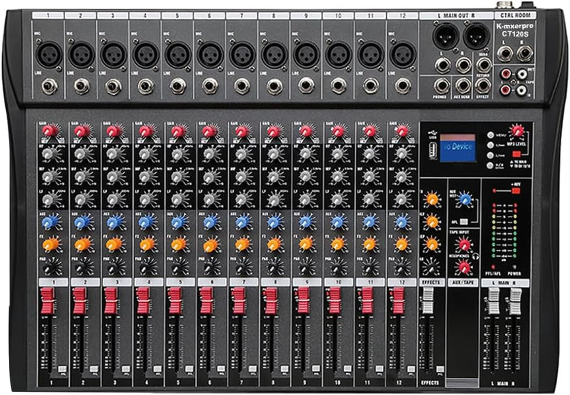 12 Channel Professional Audio Mixer Console Sound Board with 48V Phantom Power,U