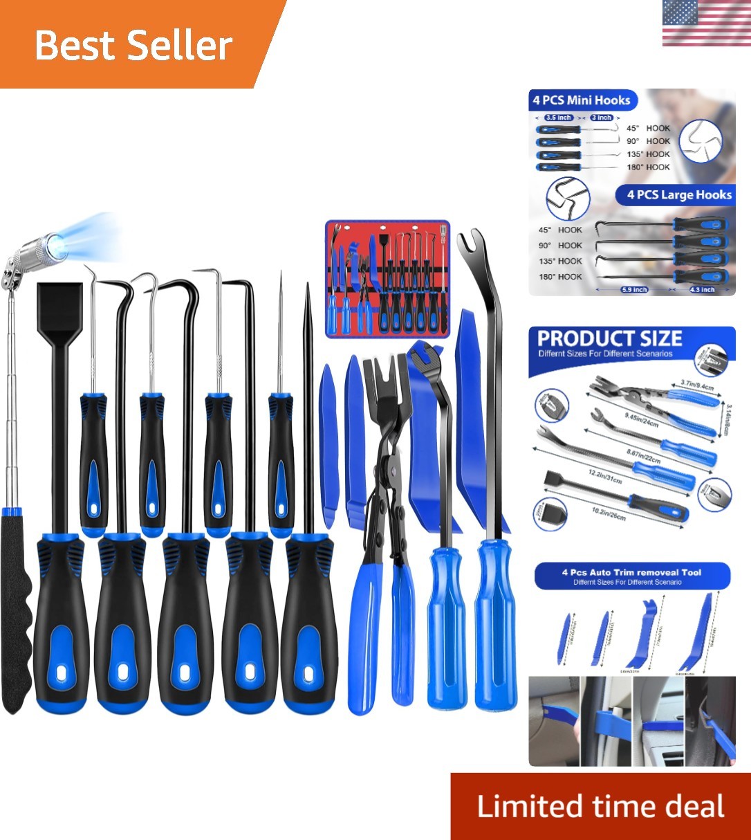 Complete 17-Piece Hook and Pick Set: Essential Tools for Automotive Repairs