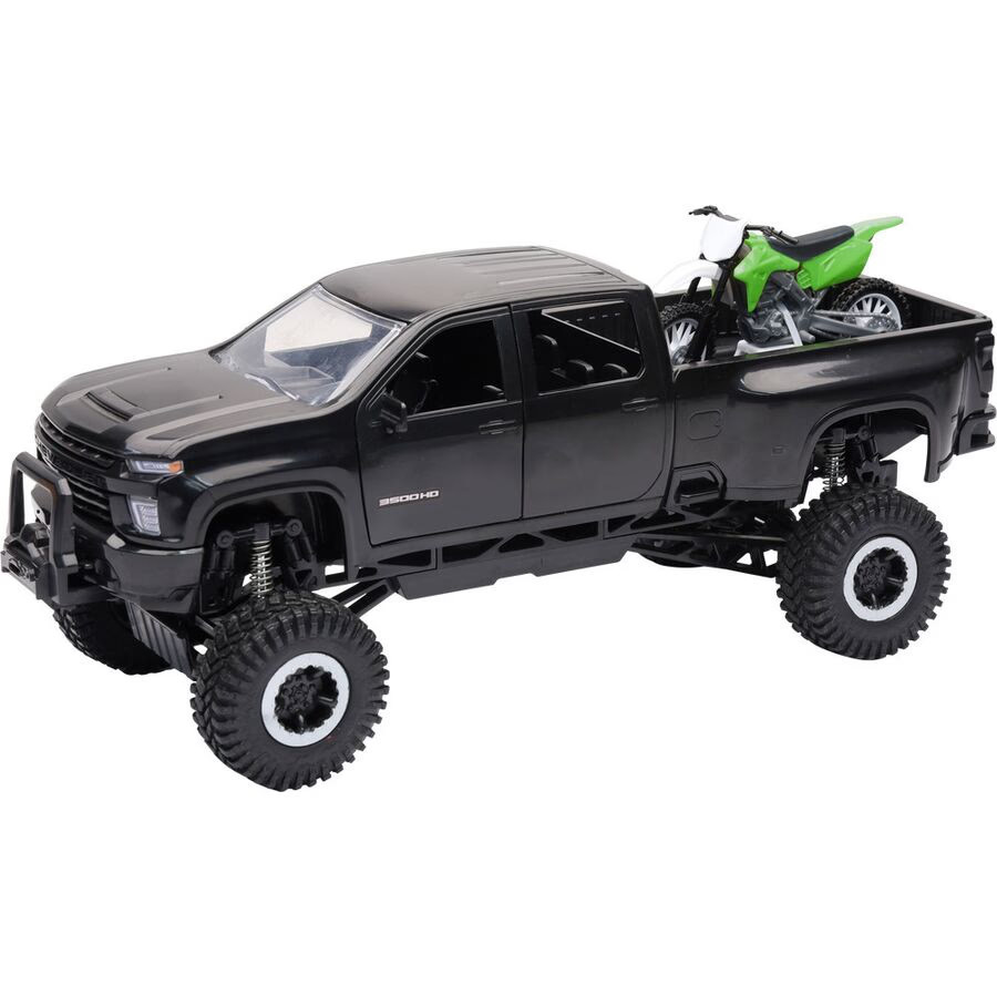 New Ray Toys 1:20 Chevrolet 3500 HD With Bike - Black/Green SS-37596