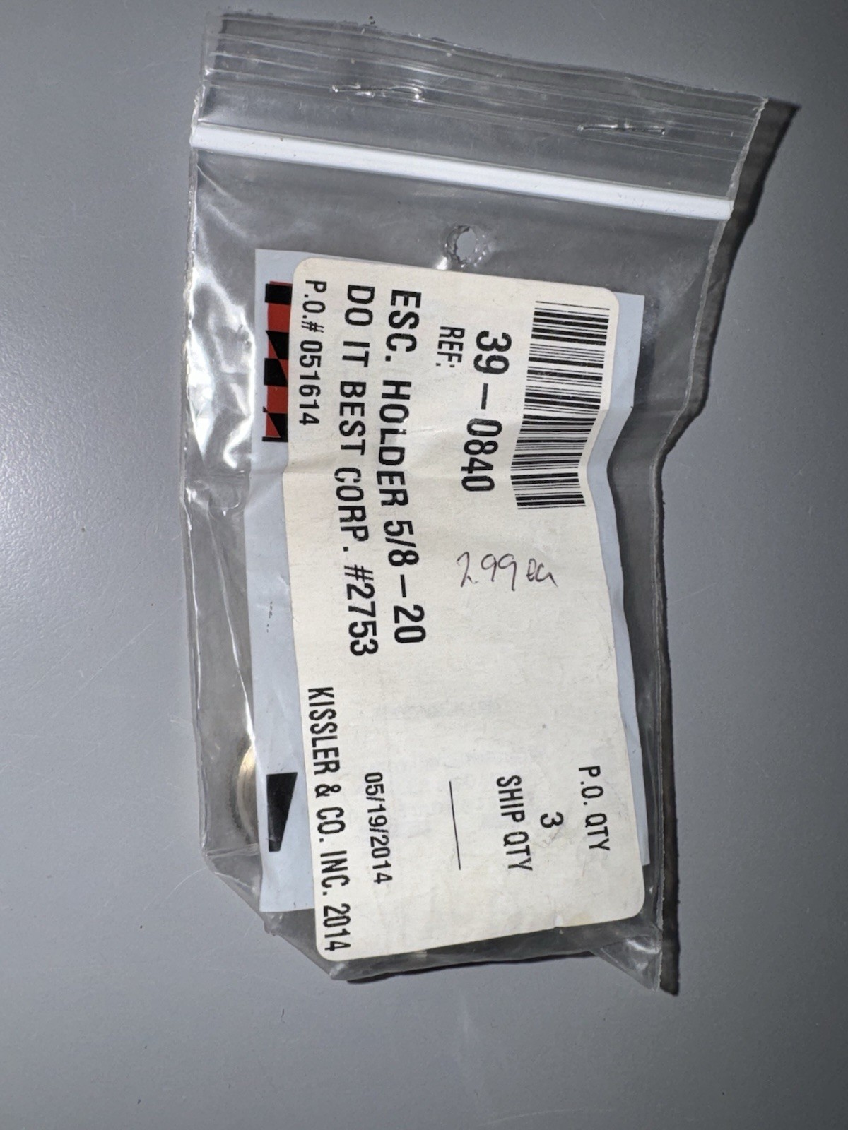 3 Kissler 39-0840 Escutcheon Holder 5/8-20 tpi - NEW Lot of 3