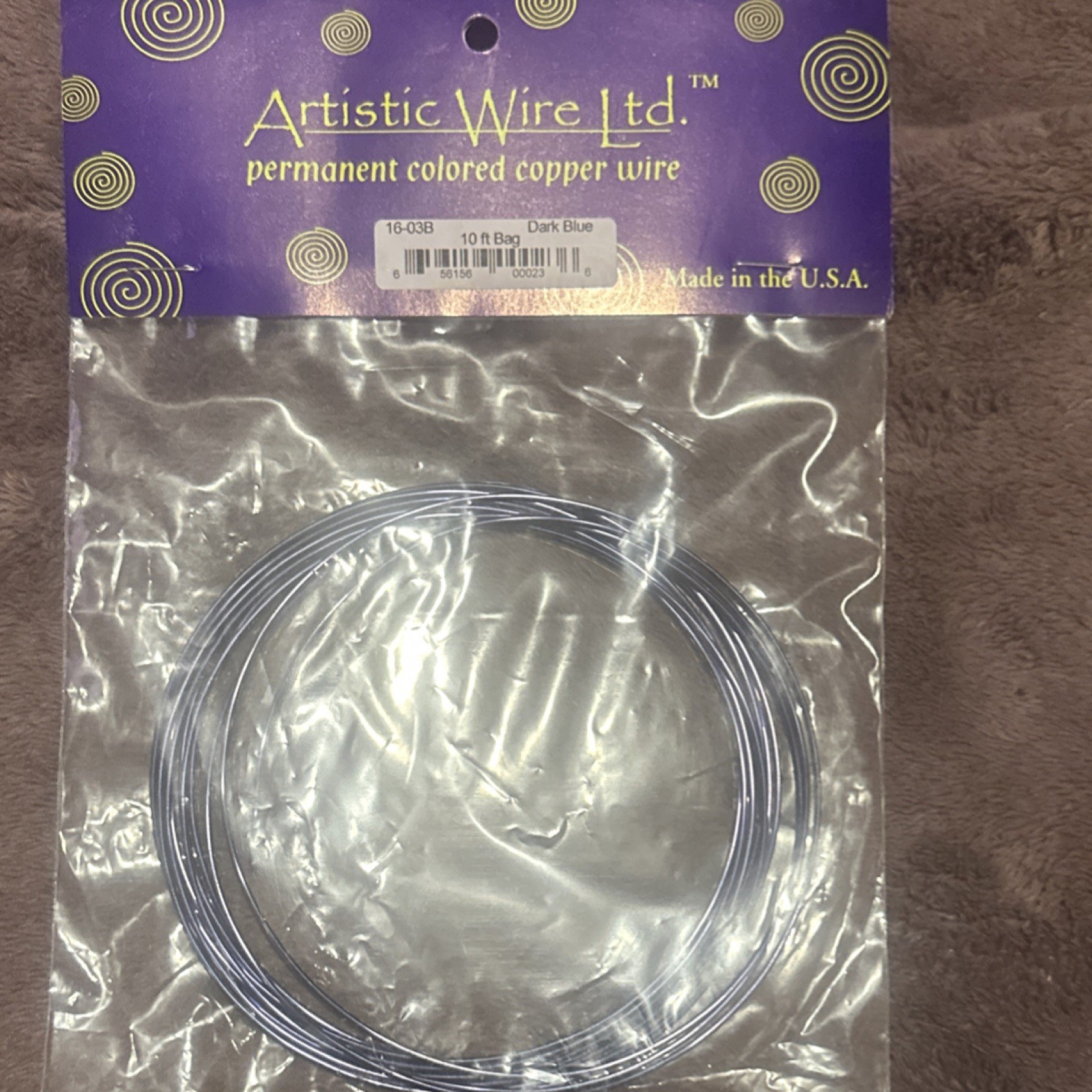Artistic Wire Ltd. 16-03B Copper Beading Wire Tiger Tail Dark Blue 10 ft