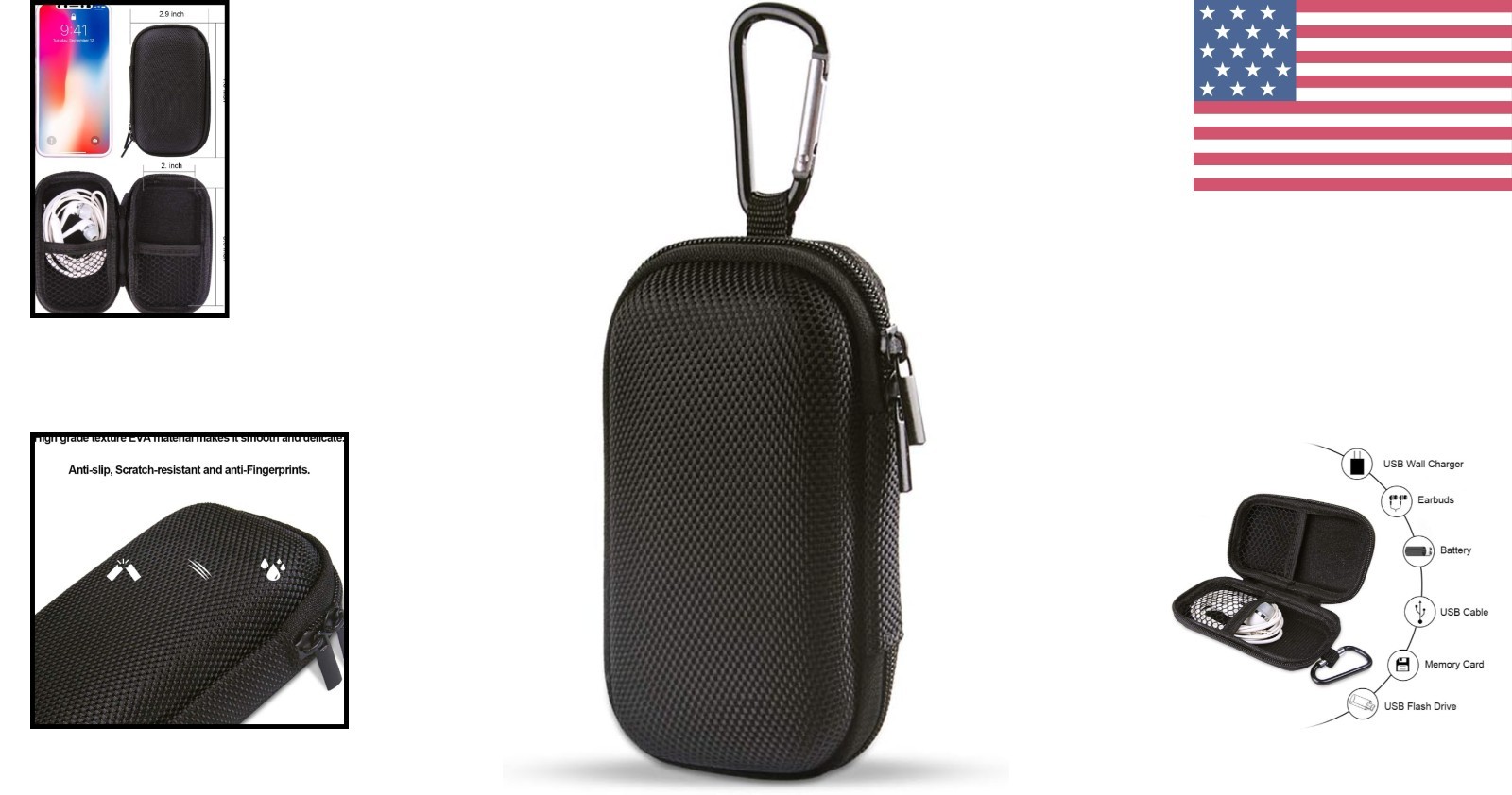 Lightweight Protective EVA Hard Shell Case for MP3 Players & Accessories - 6"