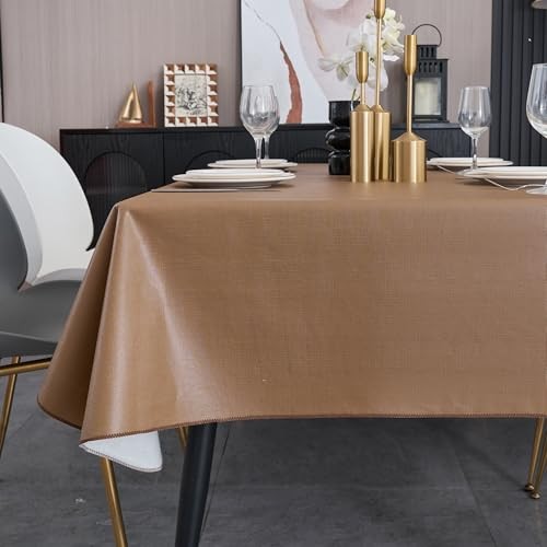 Elegant Rectangular Tablecloth, 100% Waterproof 70" x 52" (Rectangular) Brown