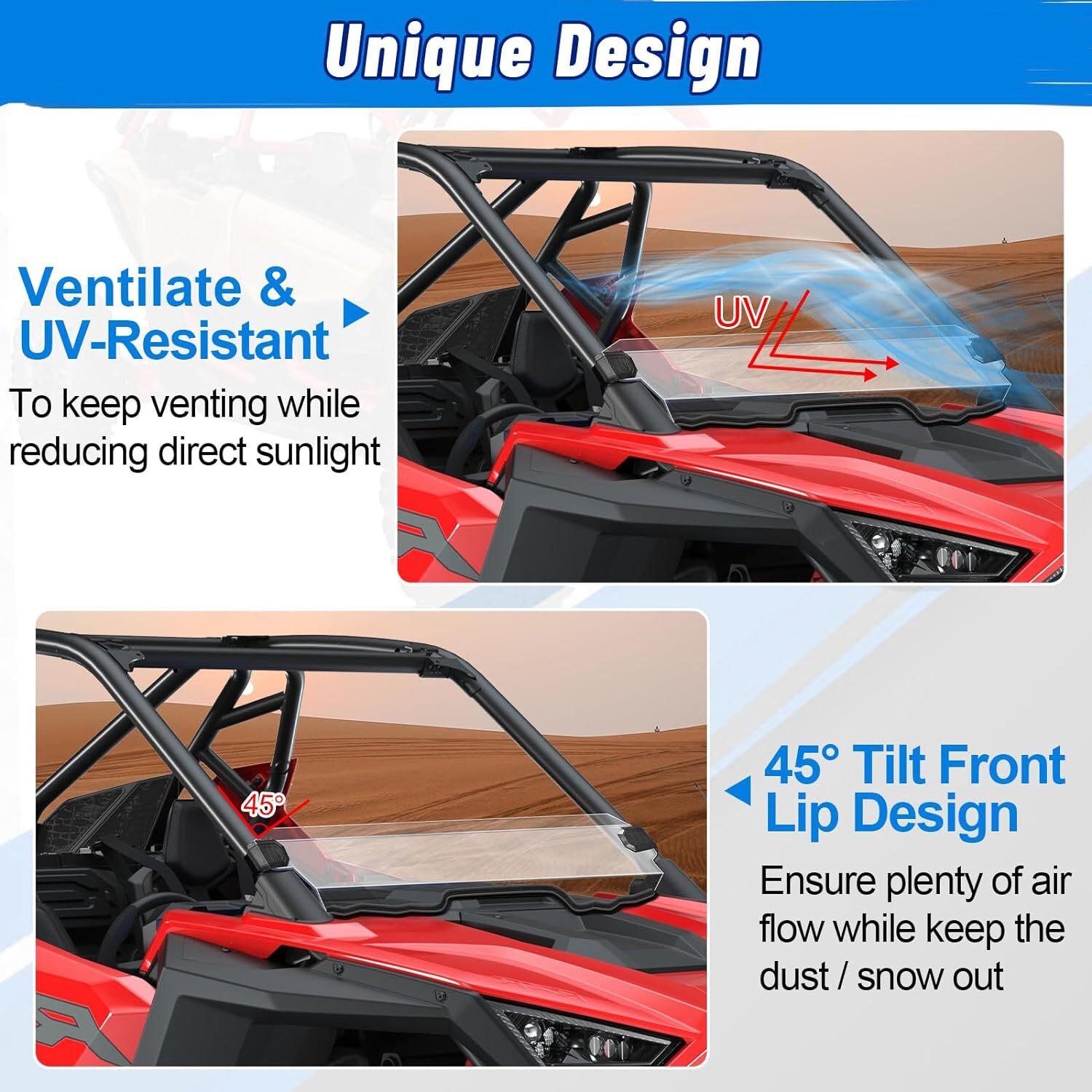 Front Windon For Polaris RZR PRO XP /4 RZR Turbo R 2020-2024 UTV Half Windshield