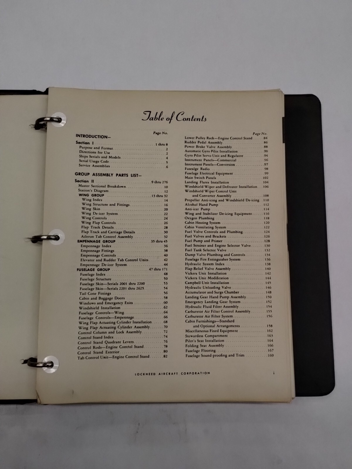 Lockheed Lodestar Model 18 Maintenance Parts Catalog-Original