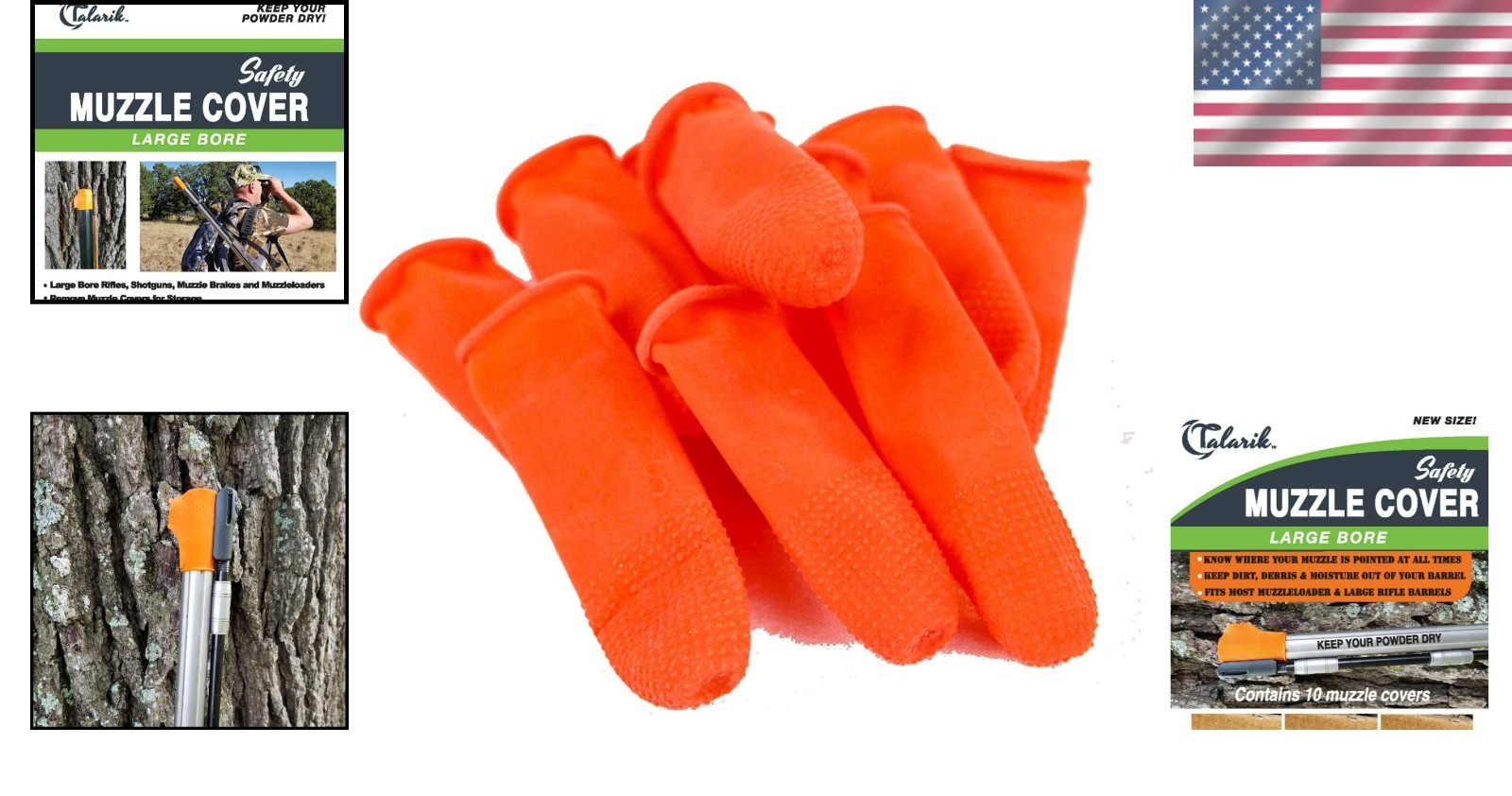 Blaze Orange Large Bore Muzzle Covers - 10 Disposable Latex Caps for Safety
