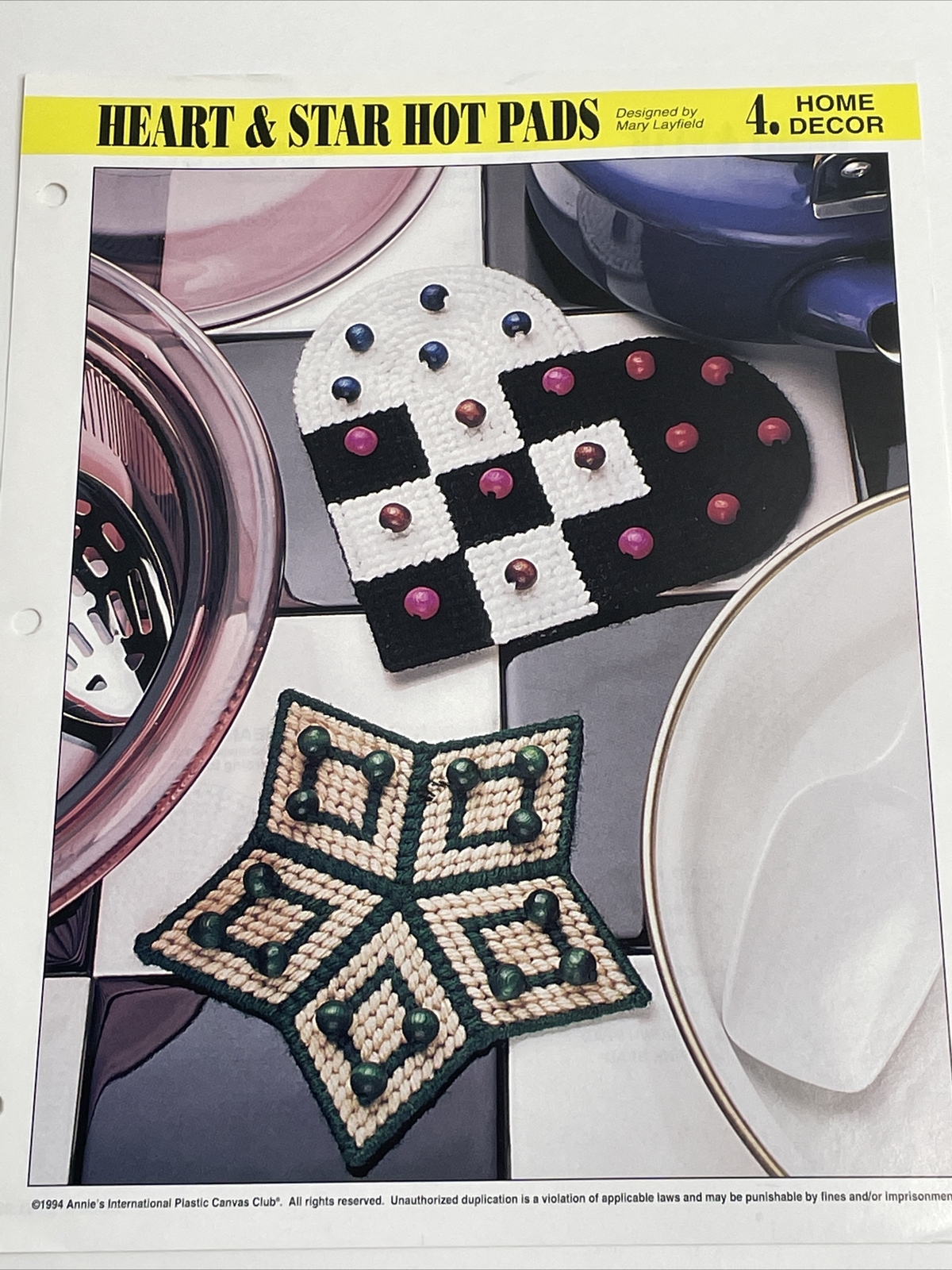 Annie's Attic Heart & Star Hot Pads Plastic Canvas Pattern
