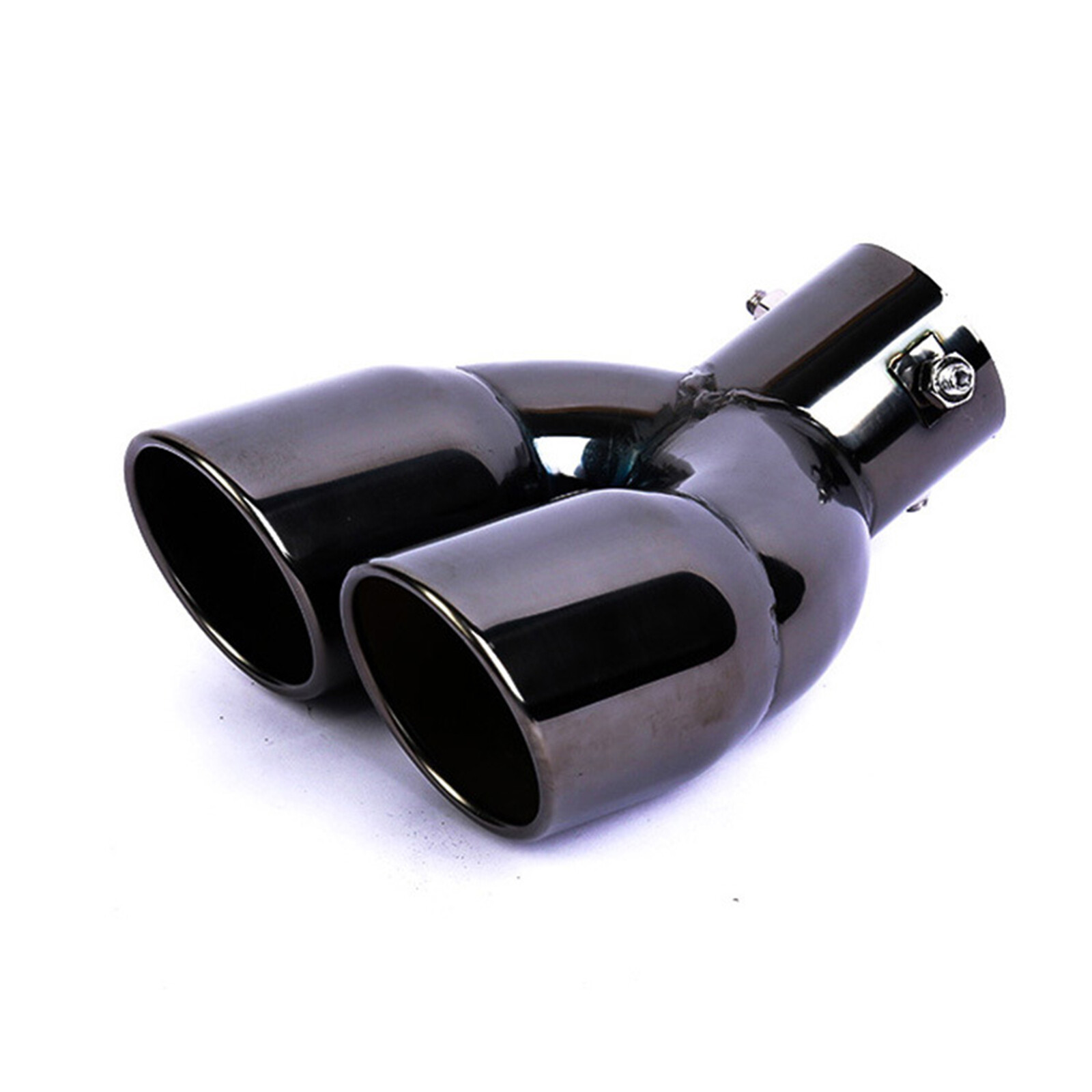 76mm/63mm Car Black Stainless Steel Dual Exhaust Tip Muffler Tail Pipe Universal