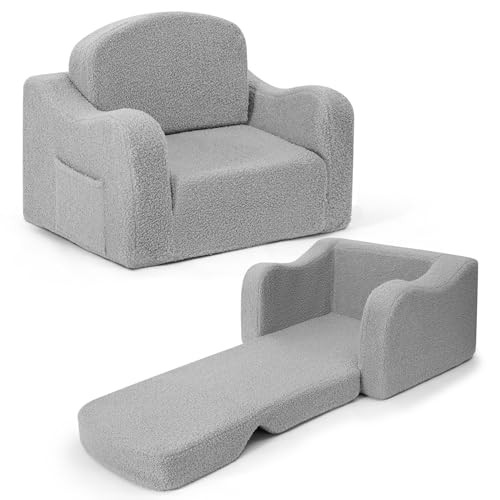 Comfy Toddler Chair & Kids, 2-in-1 Soft Couch Fold Out for Kids, Toddler