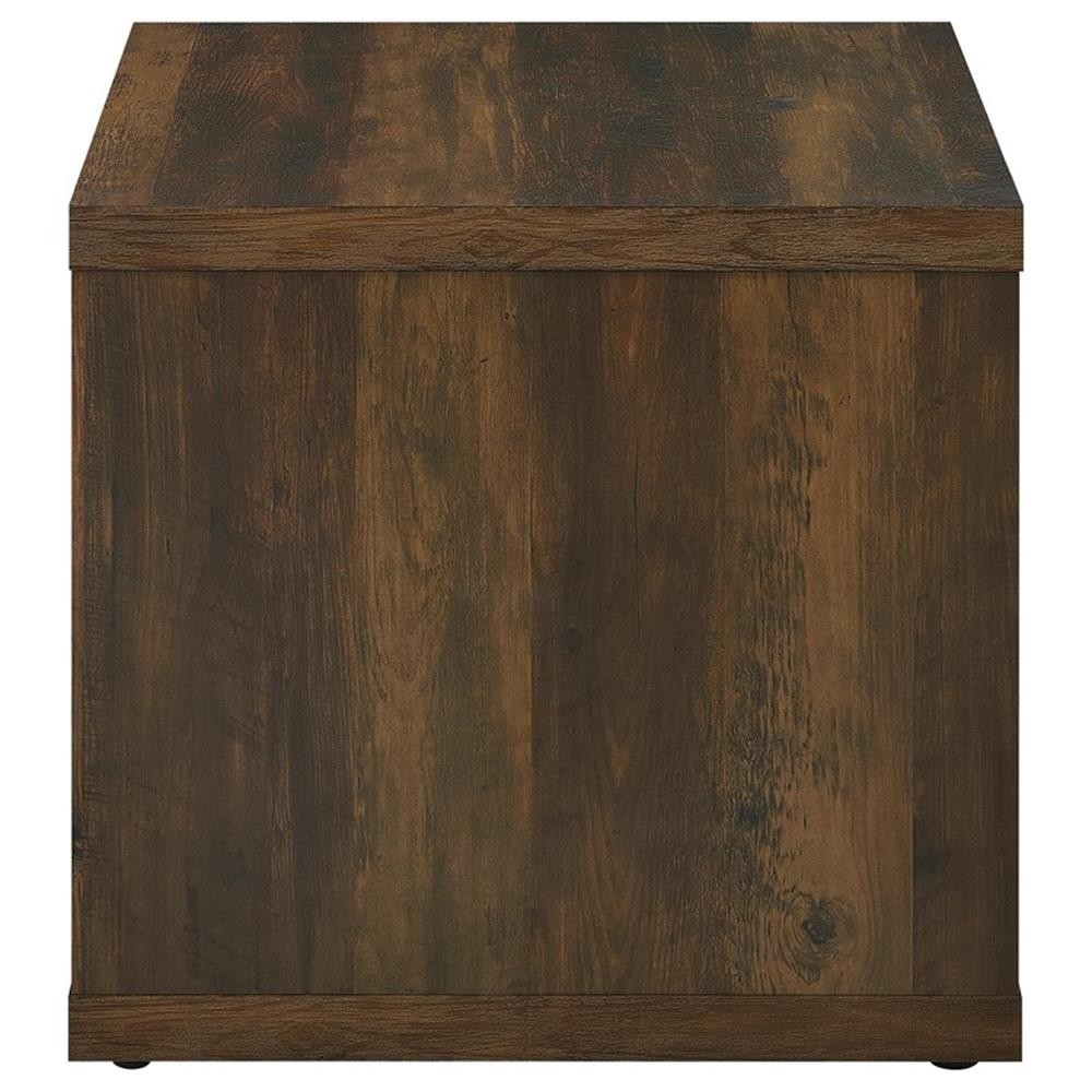 Pemberly Row Farmhouse Square Engineered Wood Side End Table in Brown