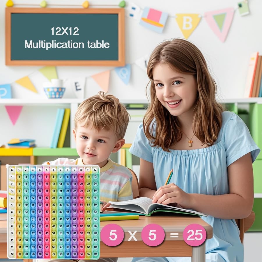 12x12 Multiplication Game Table Kids Math Learning Posters, Fidget Popper...