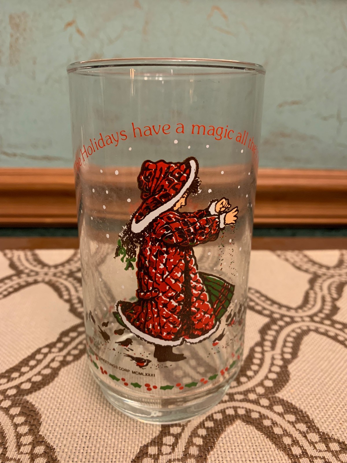 Vintage 1981 Holly Hobbie Coca-Cola "Holly Feeding Birds" Limited Edition Glass