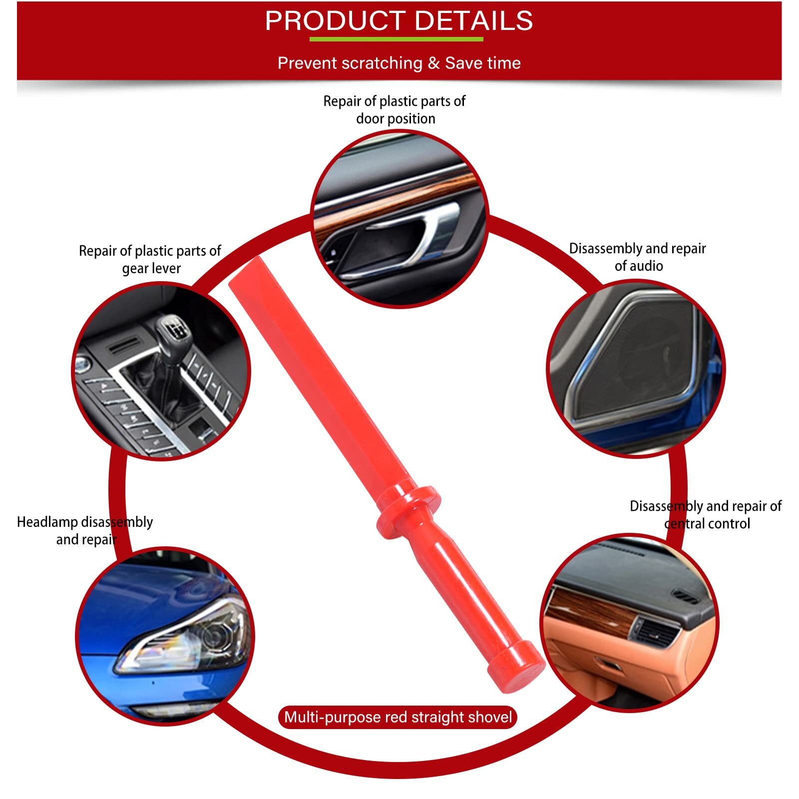 5 Pieces Curved Car Door Window Wedge and Plastic Chisel ScraperPaintless Den...