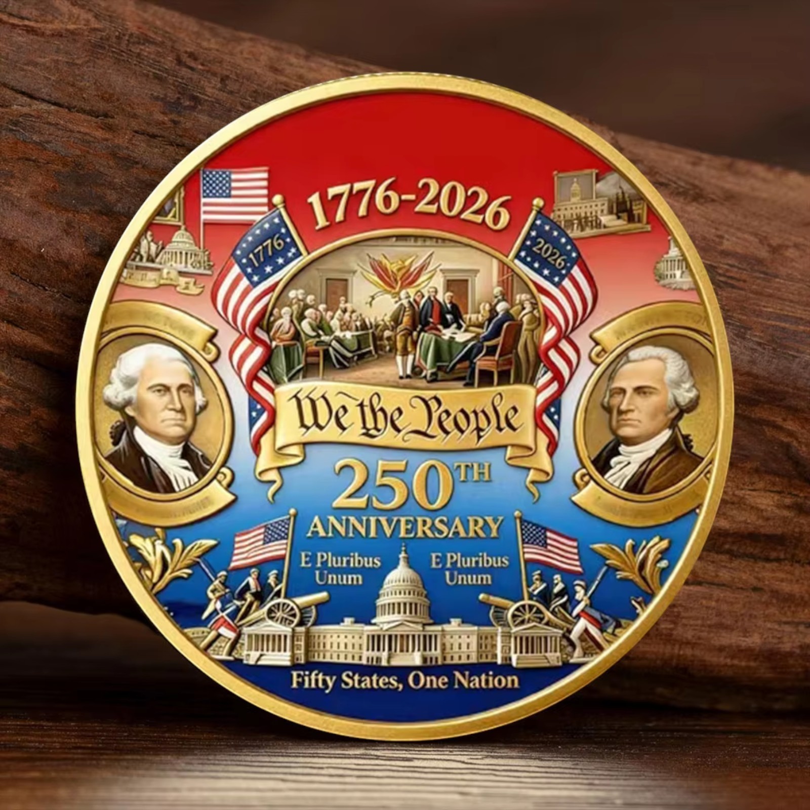 250th Anniversary Challenge Coin 1776-2026 We The People Liberty Bell USA Gift