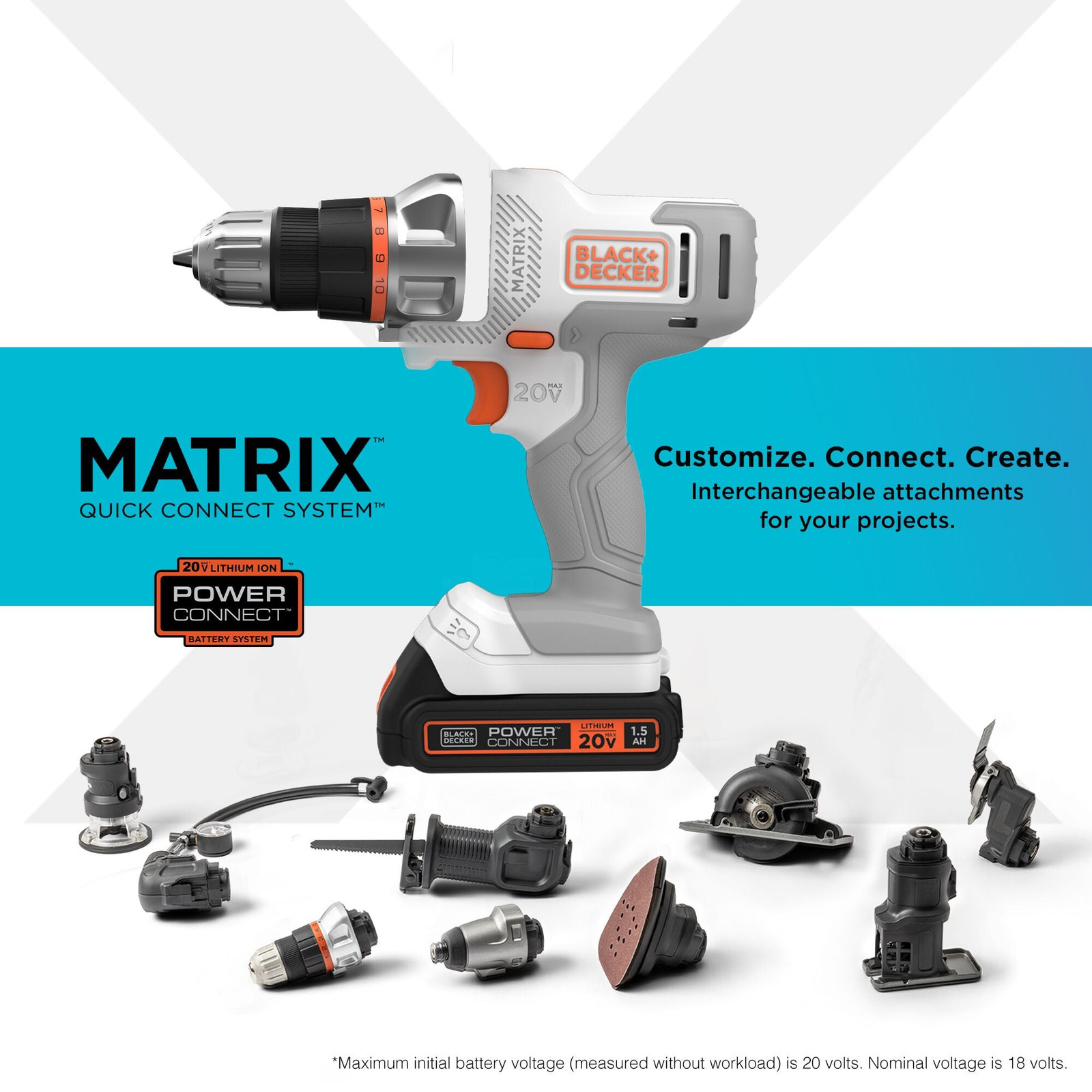 BLACK+DECKER 20V MAX MATRIX Cordless Combo Kit, 6-Tool, - BDCDMT1206KITWC