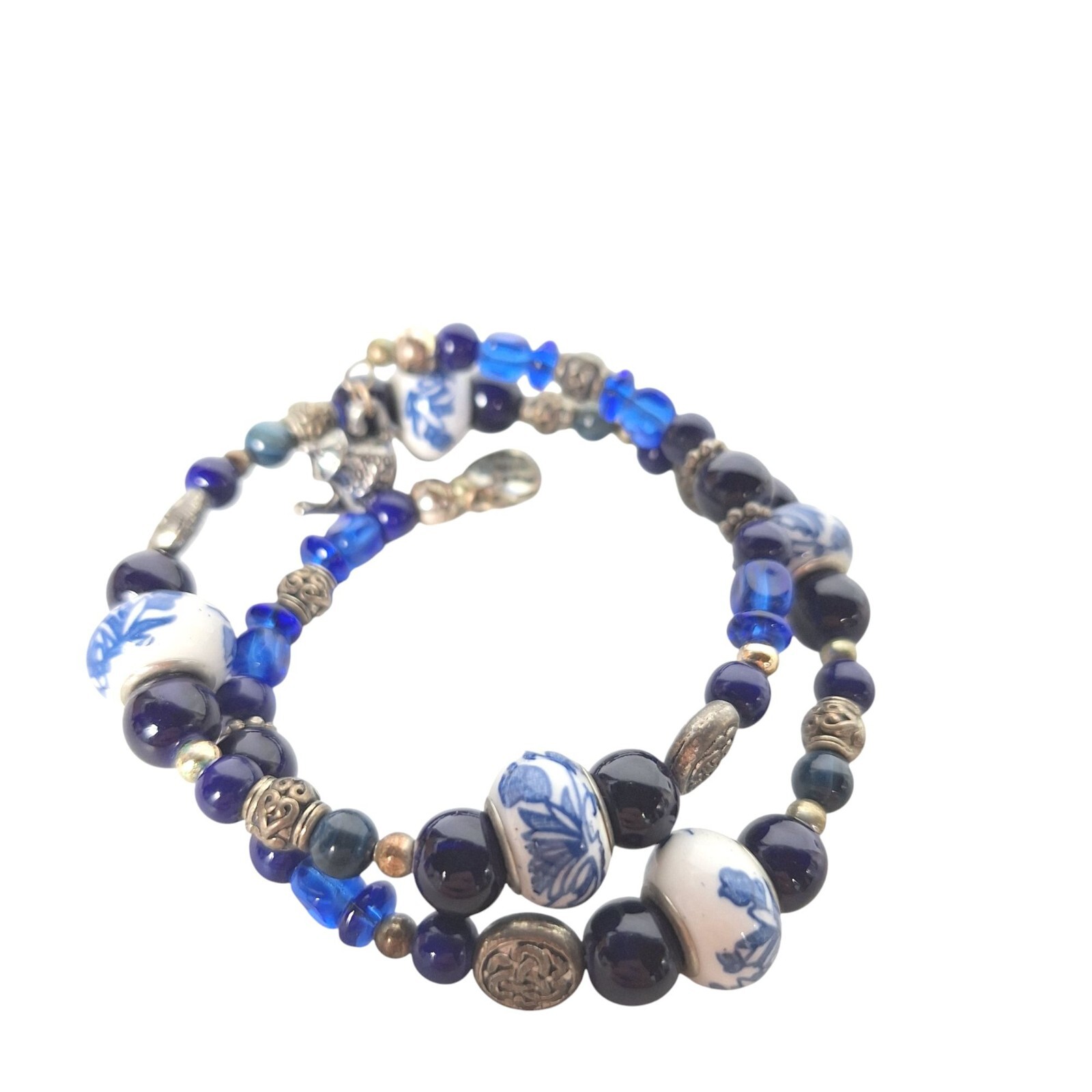 Boho Handcrafted Artisan Ceramic Bead Wrap Charm Bracelet Womens Costume Jewelry