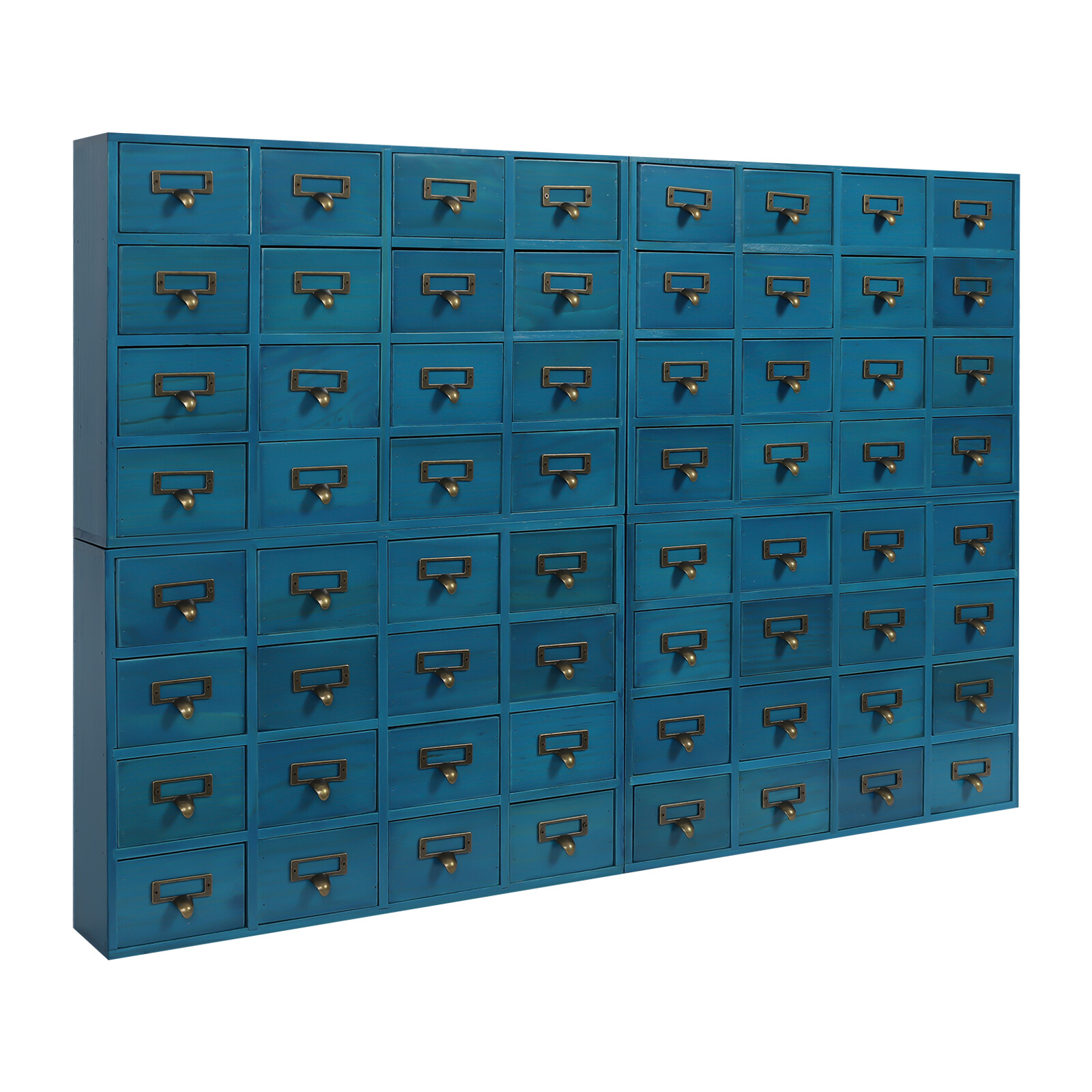 4 PCS*16-Drawer Blue Cabinets Rectangle Storage Cabinet 64-Drawer Storage Box