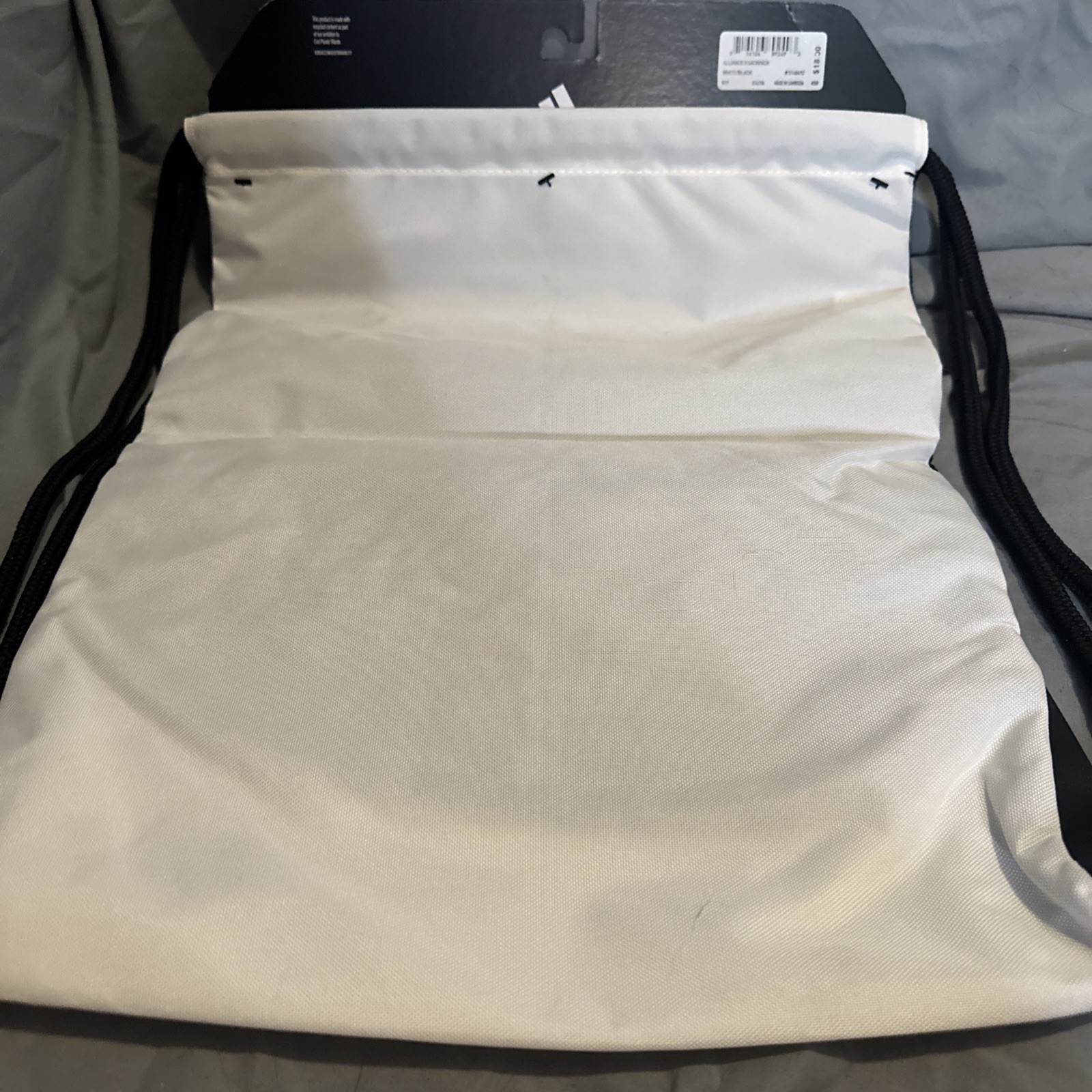 New Adidas Alliance II Sackpack, White & Black, Zipper Pocket Drawstring