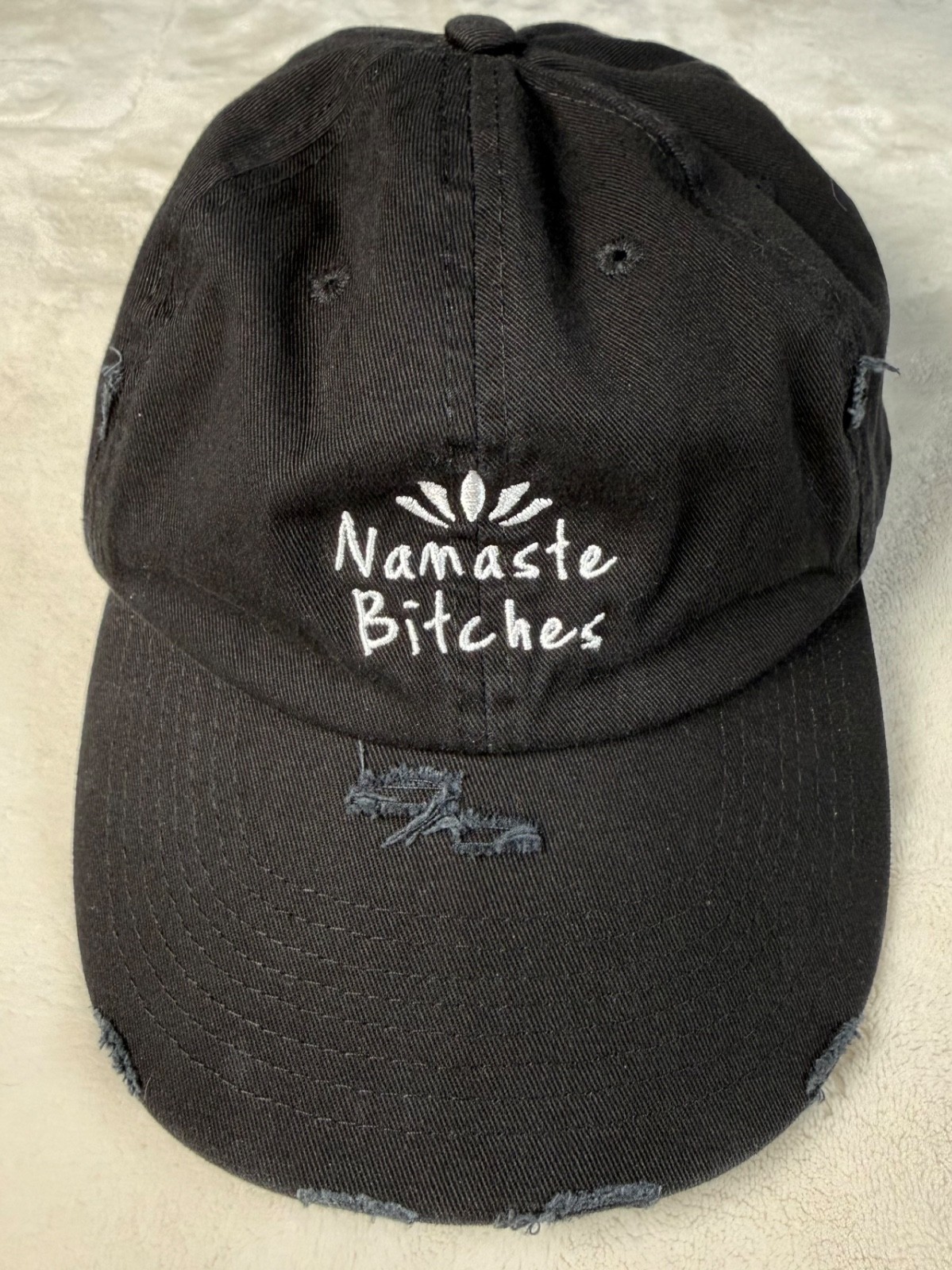 Namaste Bitches Black Distressed Dad Baseball Hat | Adjustable | OSFM