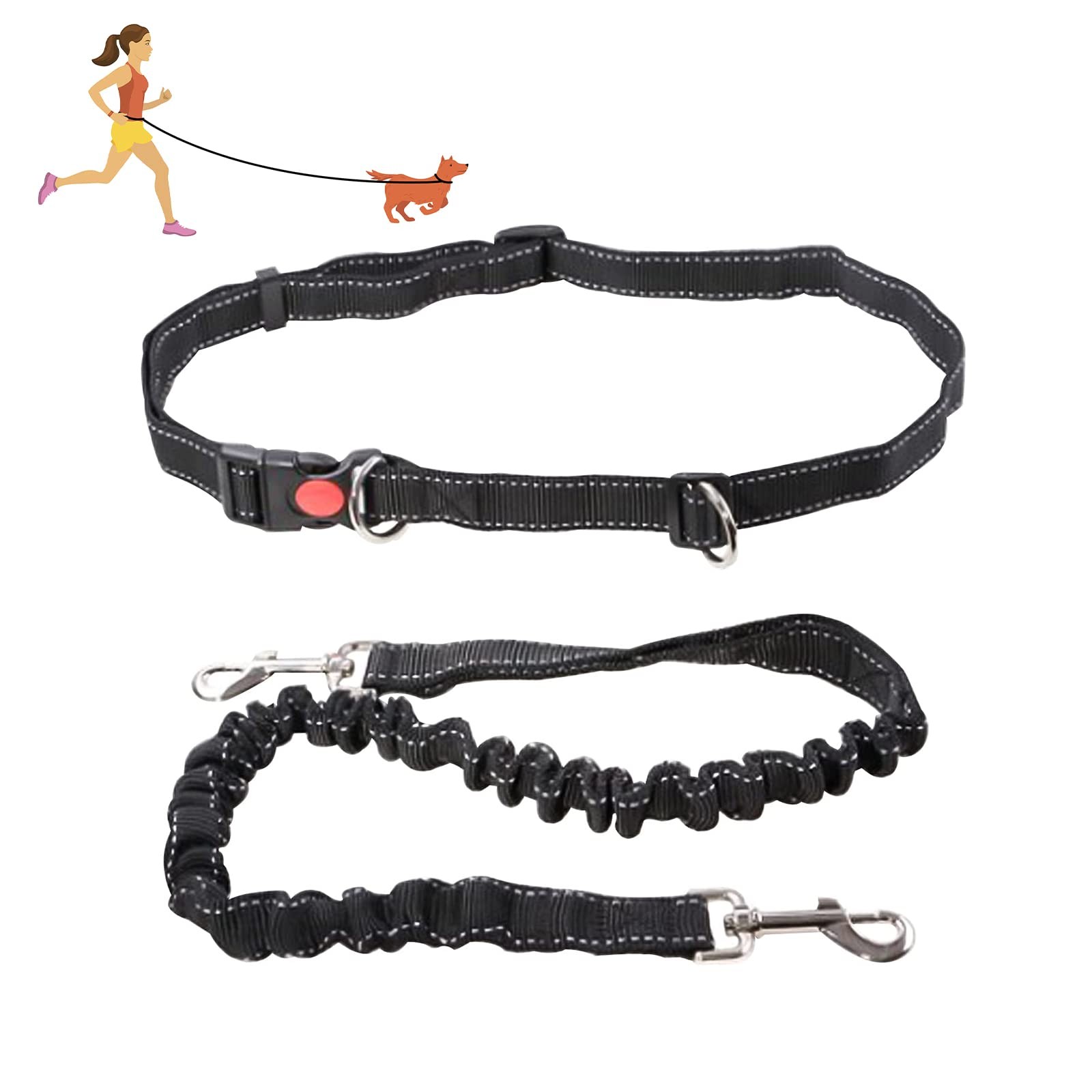 1 PCS Hands Free Dog Leash Waist Belt Elastic Running Bungee Medium Large