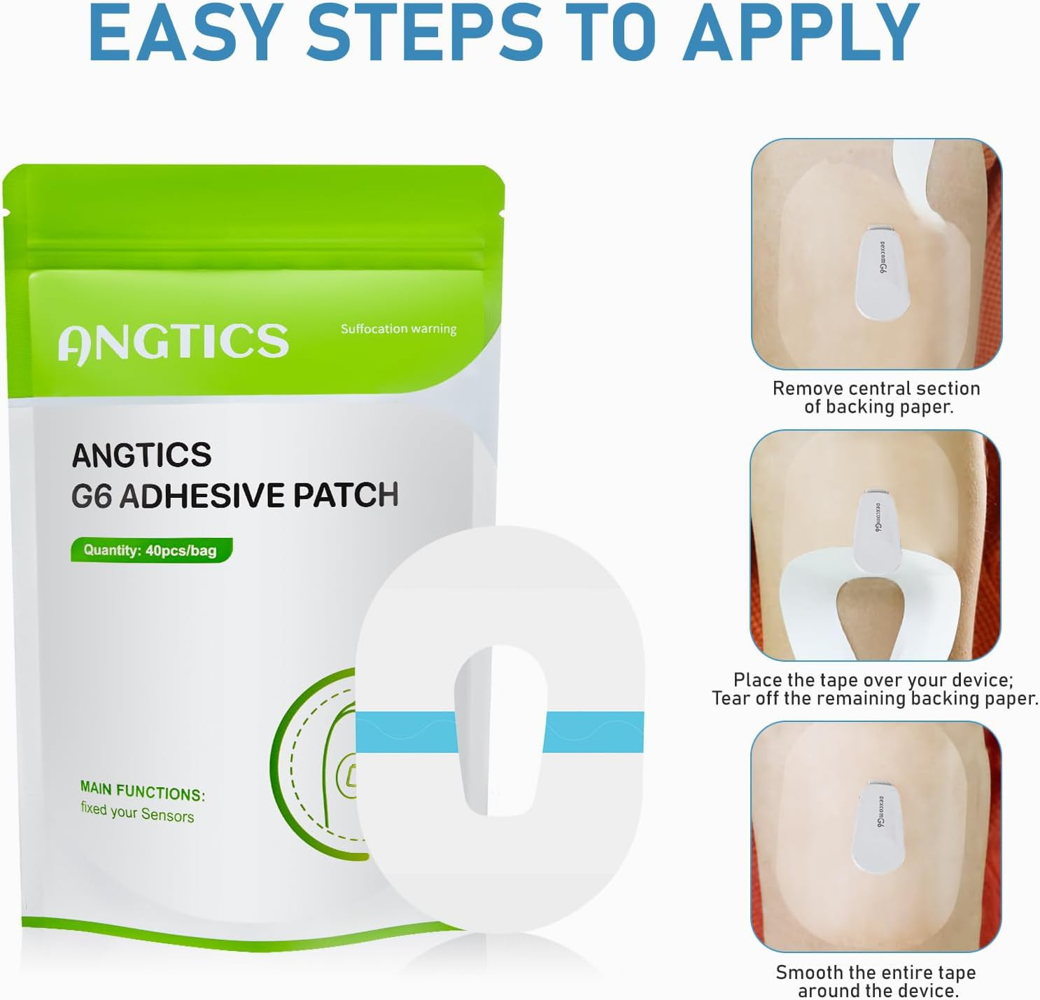 Dexcom G6 Adhesive Patches Waterproof,40 Pack Clear Overpatch for Dexcom G6