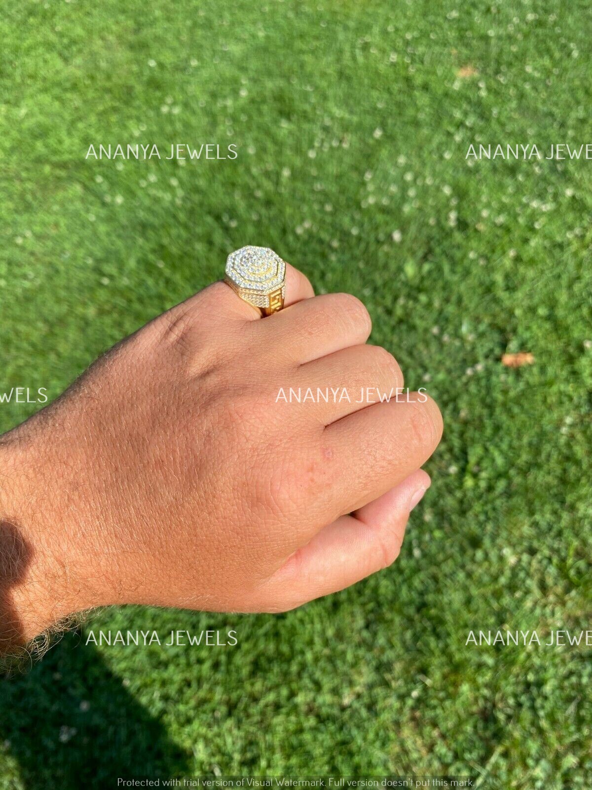 2.50ct Round Cut Moissanite Wedding Engagement Pinky Ring 14K Yellow Gold Plated