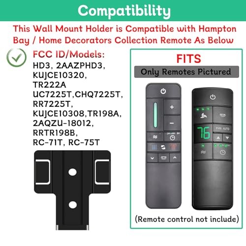 Ceiling Fan Remote Control Wall Mount Bracket for HD3/UC7225T | Suitable for