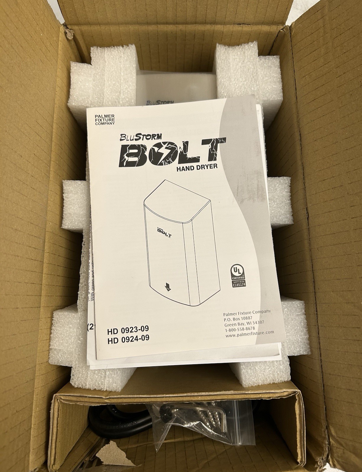 Blu Storm Bolt 110V Brushed Stainless Hand Dryer