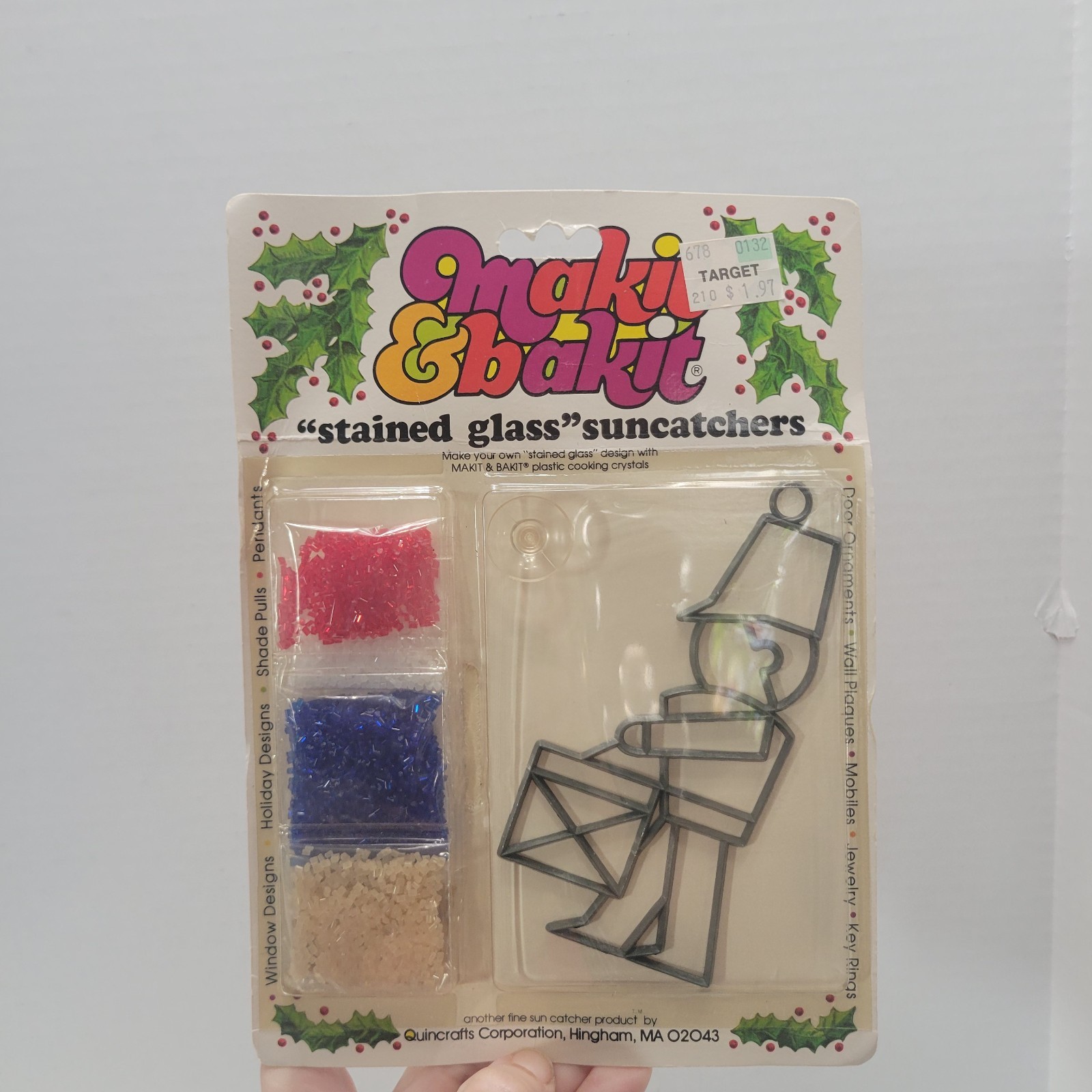 New NOS Vtg Makit & Bakit Christmas Little Drummer Boy Stained Glass Suncatcher