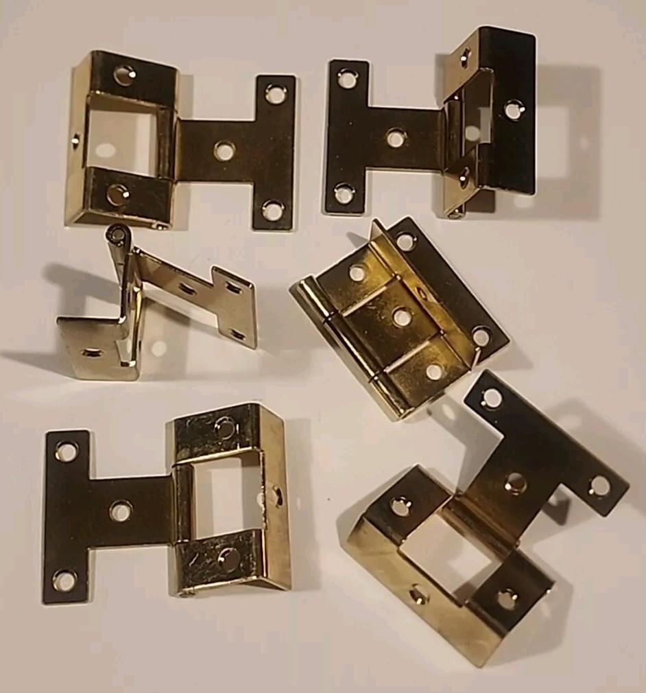 2" Door Hinges Light Brass Finish Overlay Wrap - Set Of 6 - New Open Box