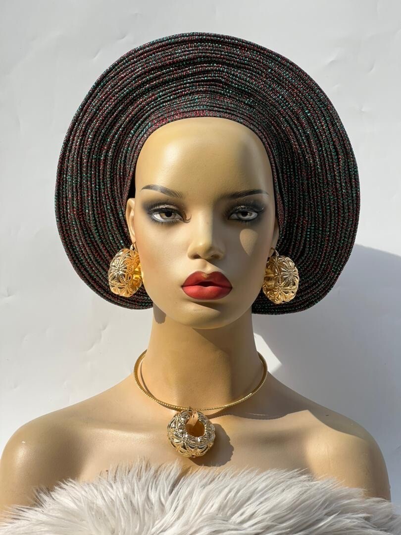 Aso-Oke African Headtie Auto Gele, Headgear.