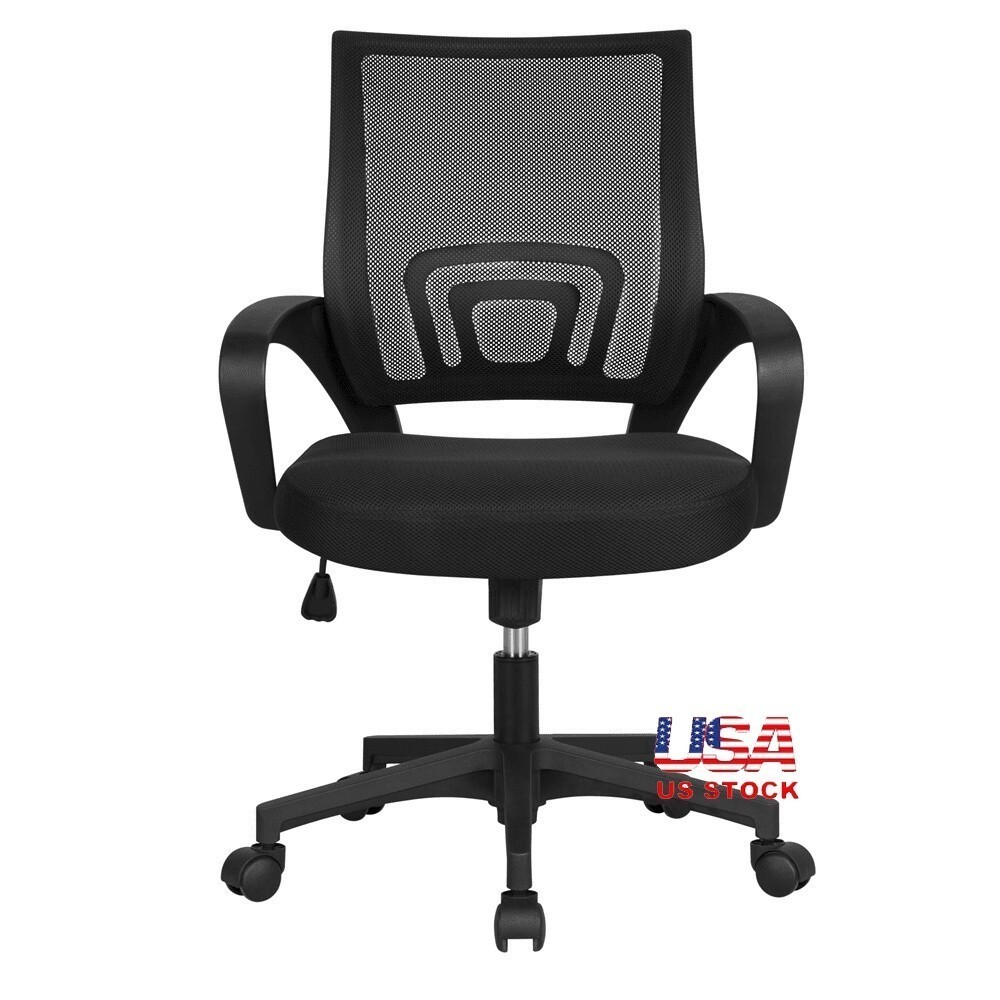 Ergonomic Mesh Office Chair Adjustable Height Swivel Armrests Mid Back Design US