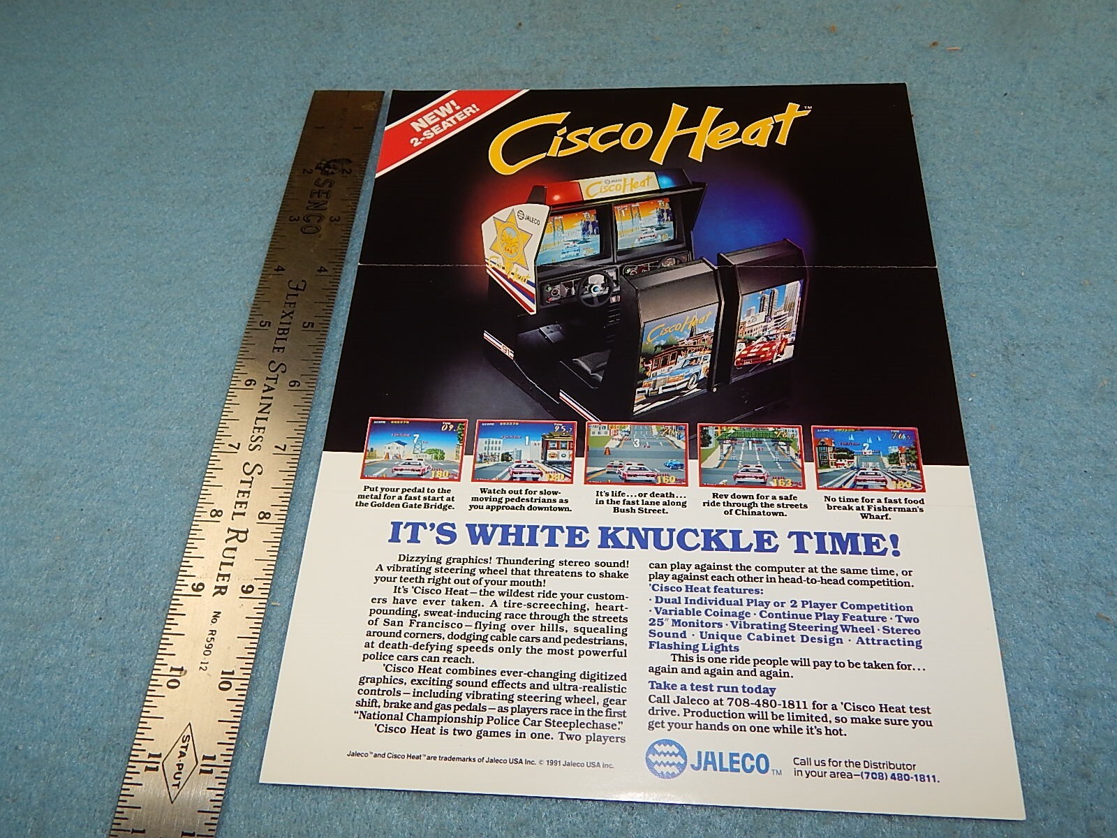 1991 Jaleco CISCO HEAT video game advertising flyer