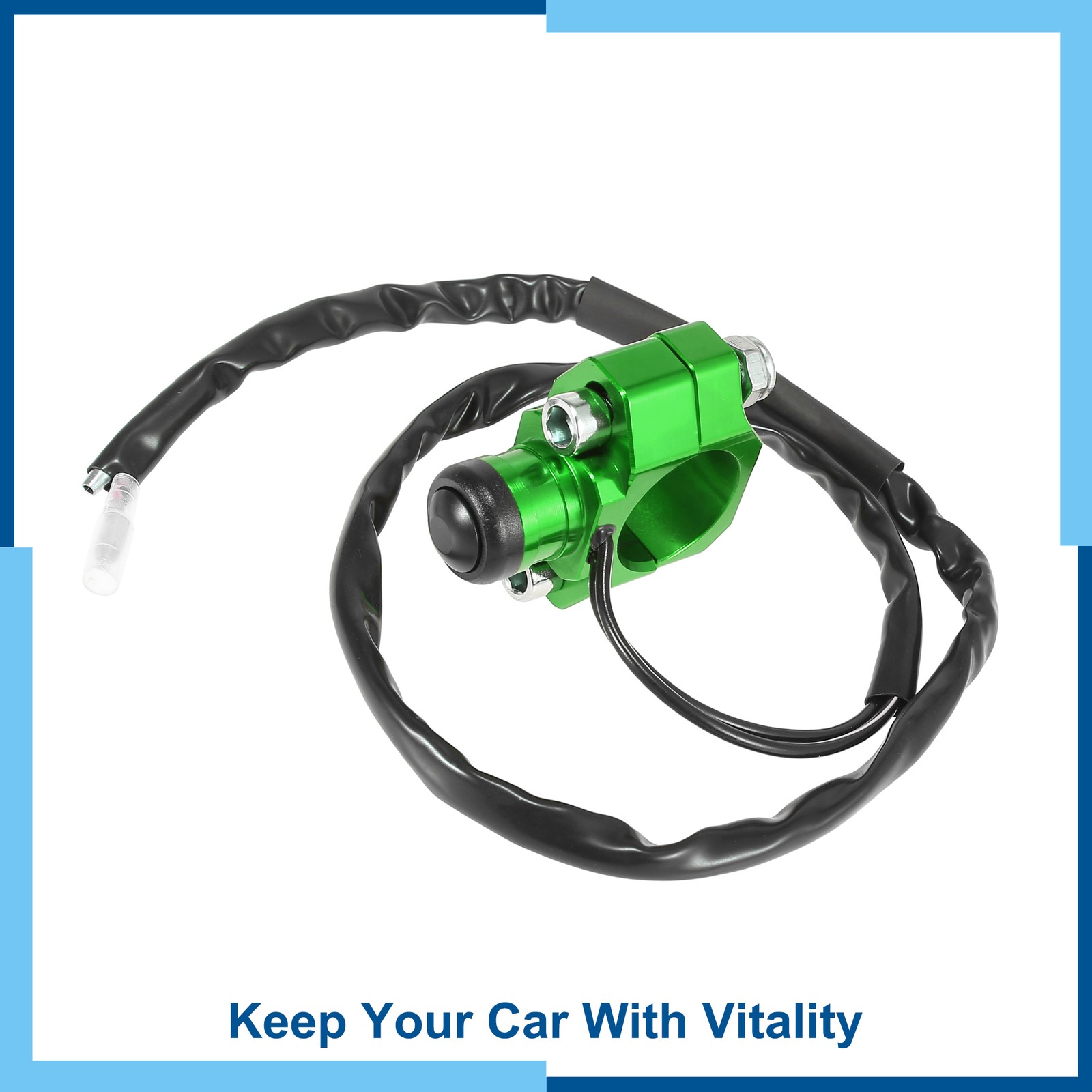 Universal Pack (1) Motorcycle Engine Start Switch Button Green Aluminum Alloy