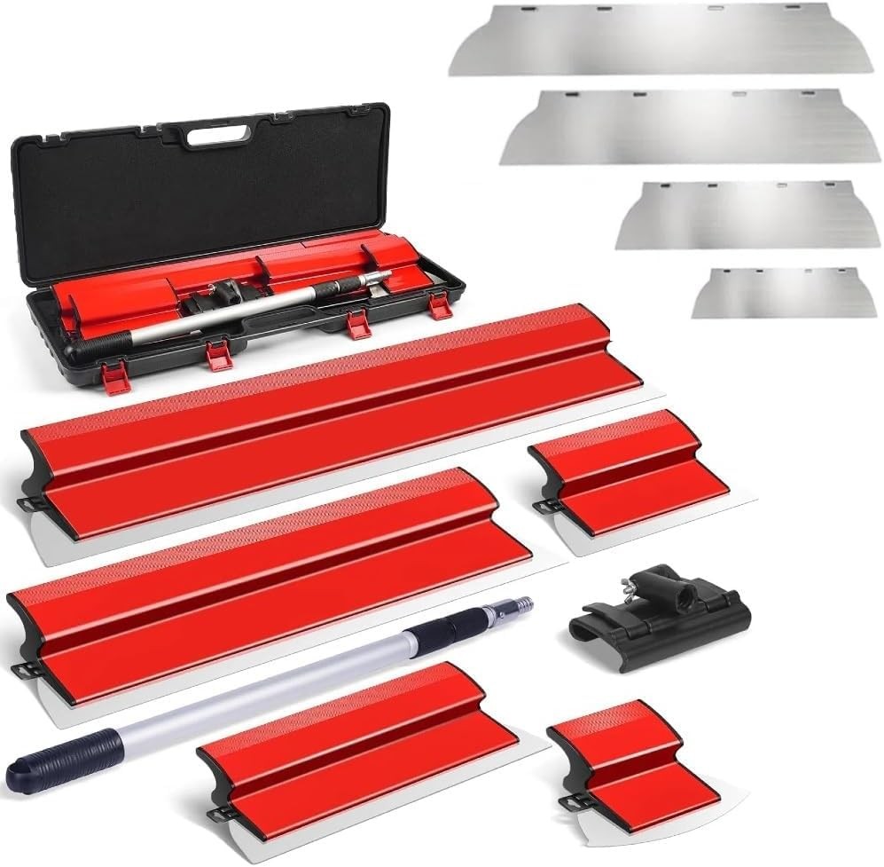 Drywall Skimming Blade Set with Replaceable Blades, 10", 16", 24", 32" Stainl...