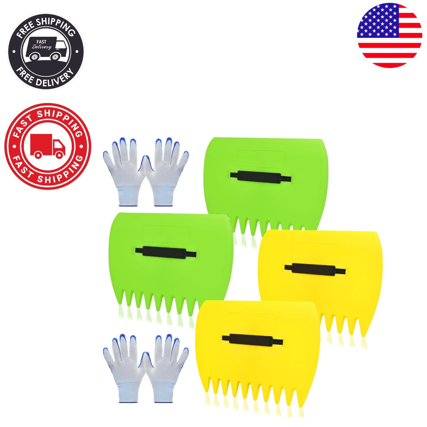 Large Plastic Leaf Scoops with Adjustable Handles - Family-Friendly Design